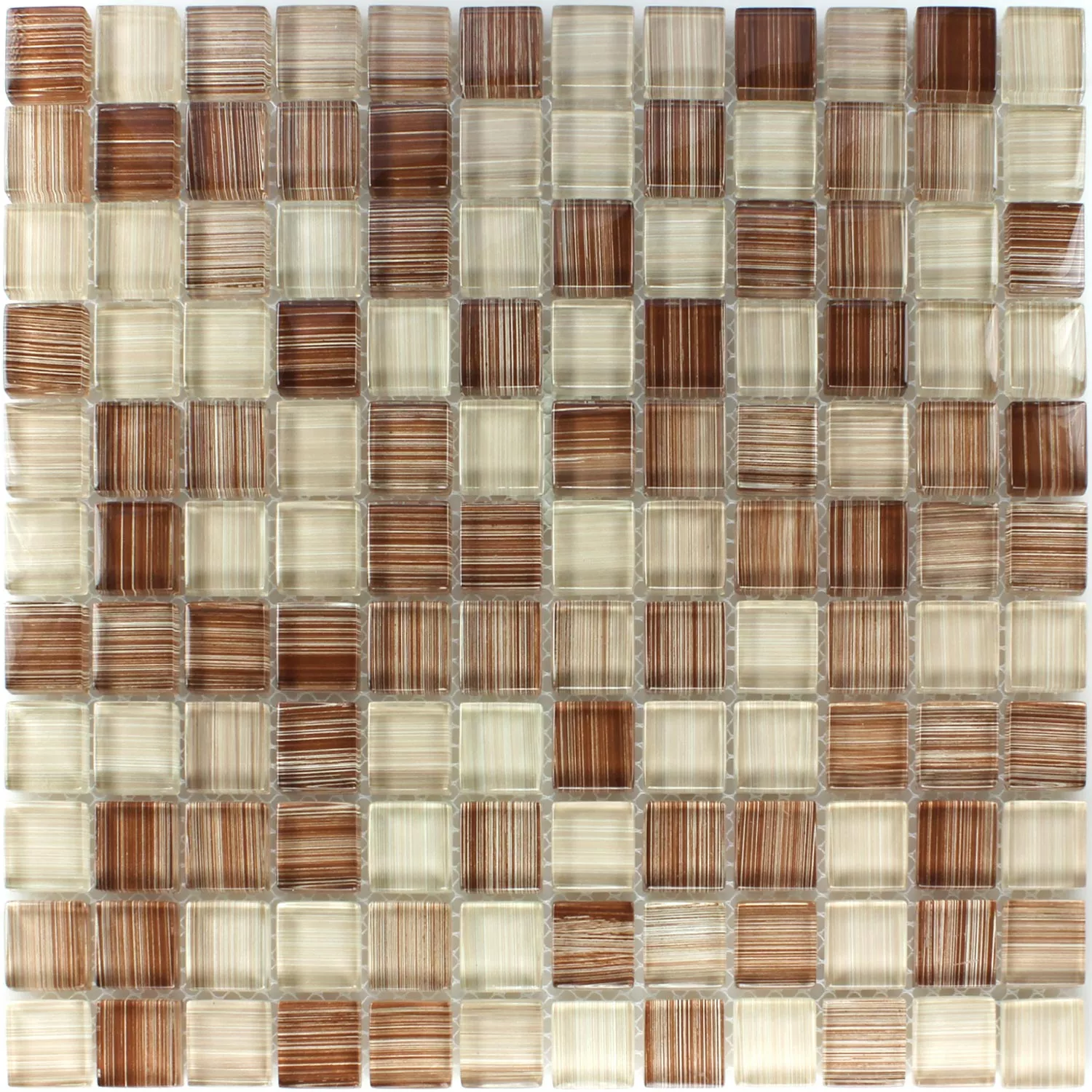 Glass Mosaikk Fliser Brun Beige Stripete