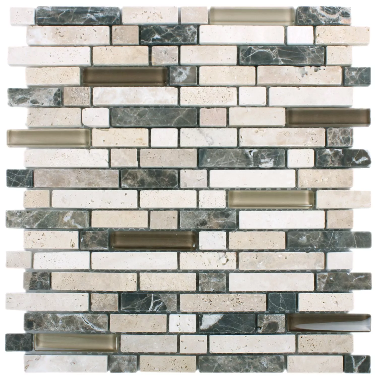 Mosaikkfliser Milos Glass Naturstein Mix Brun Beige Sammensatt