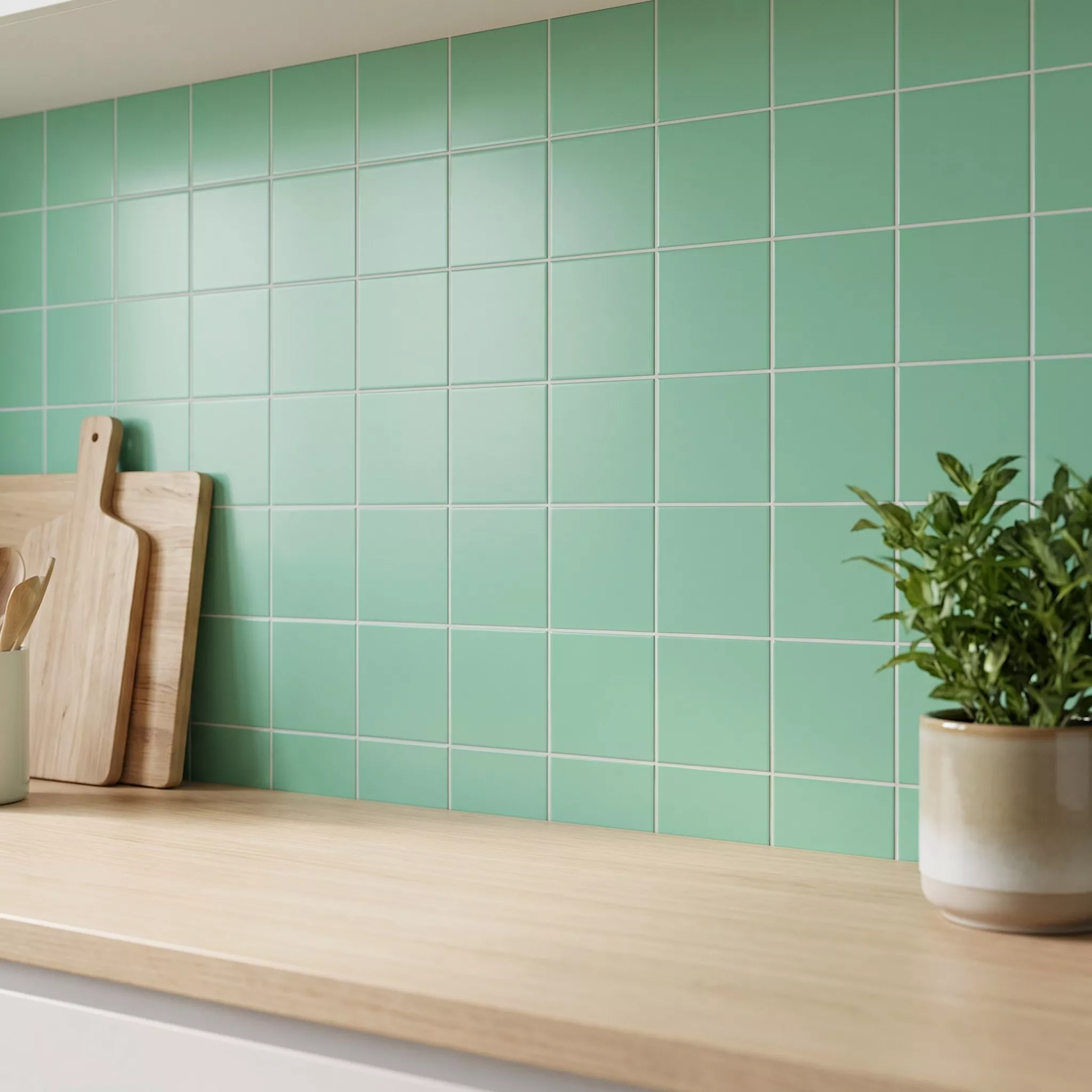 Metro flis Grønn Frostet 10x10 cm Uten Fasett Freyburg Manzana