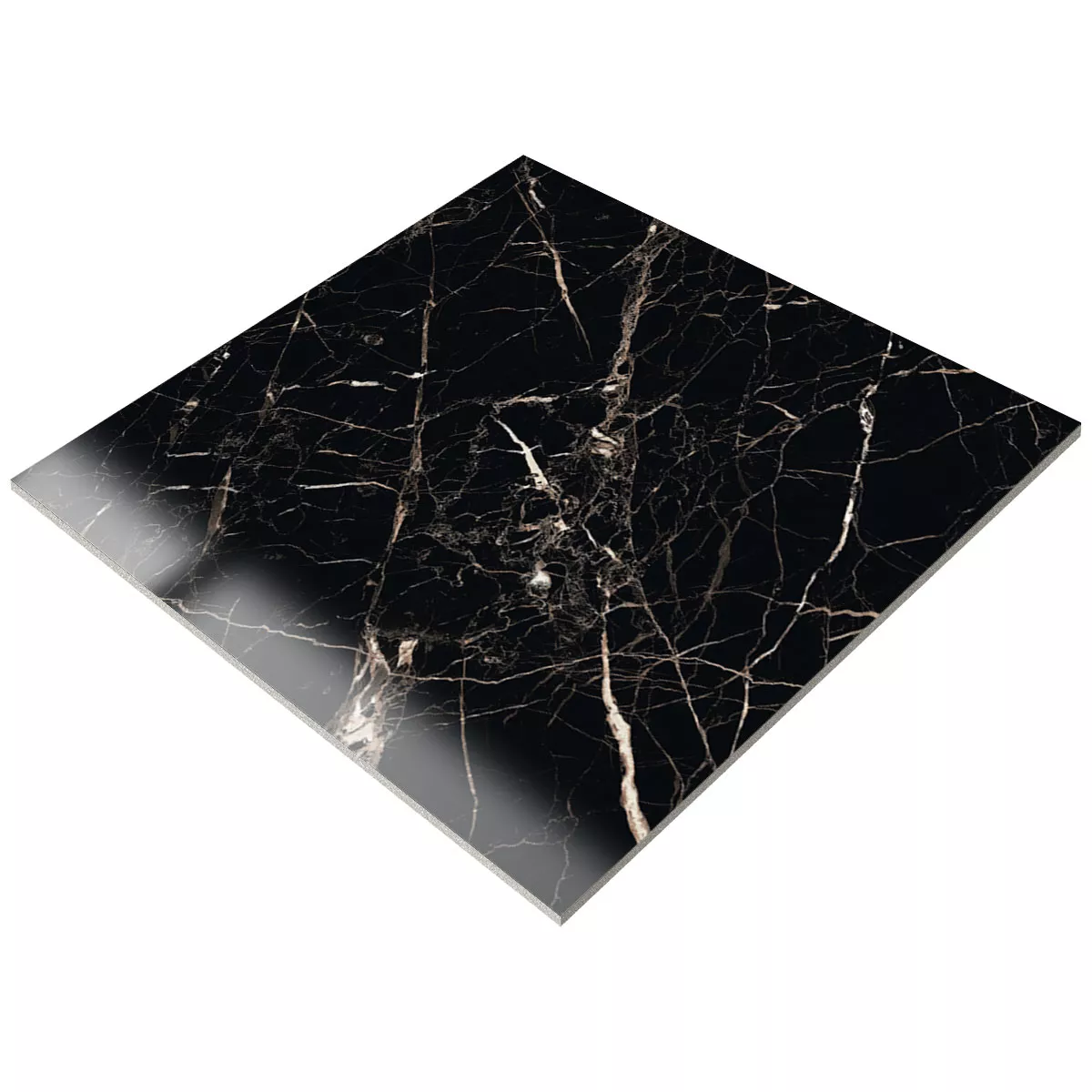 Gulvfliser Trento Marmor Utseende Svart Gull Polert Glitrende 60x60cm