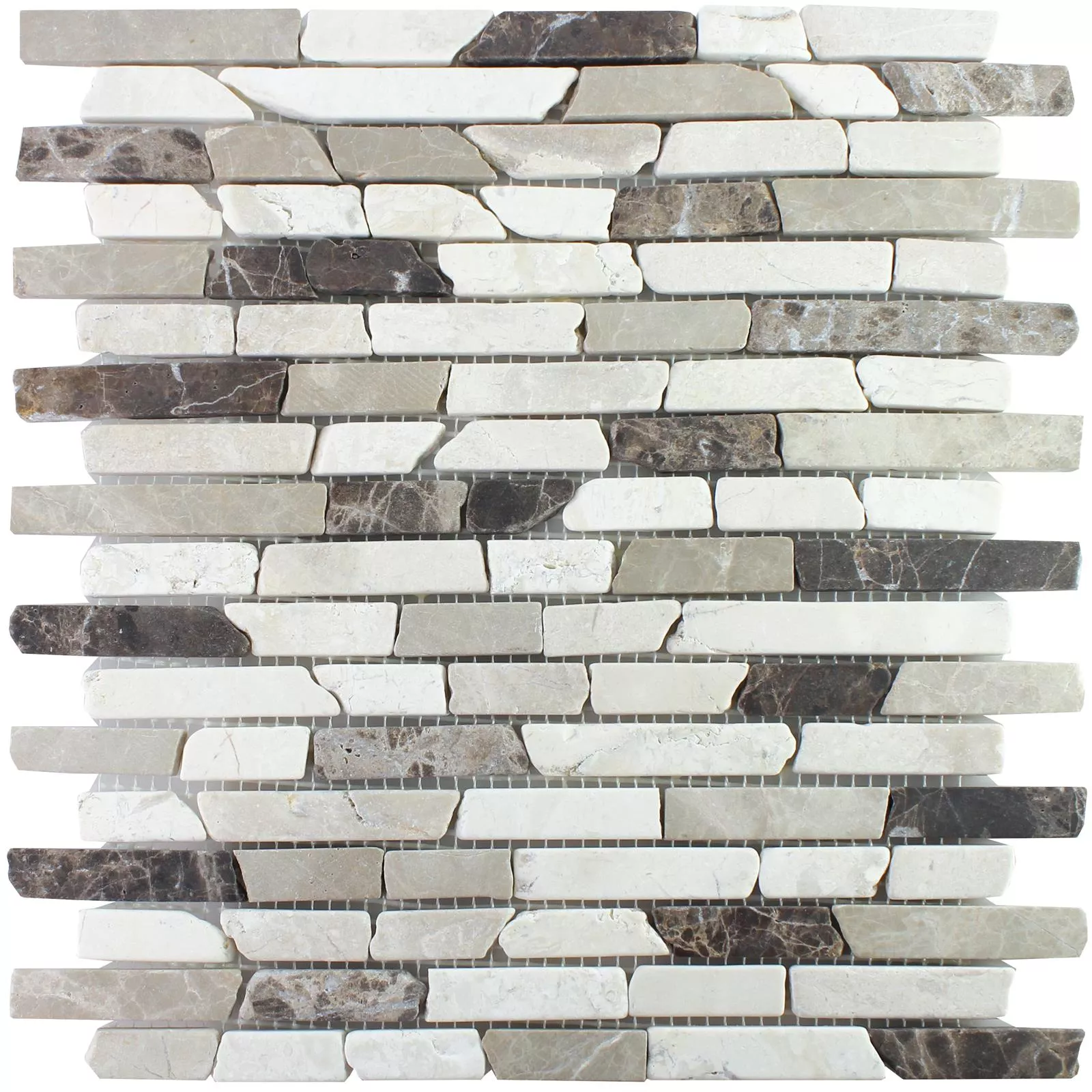 Marmor Naturstein Mosaikkfliser Rocky Brun Beige