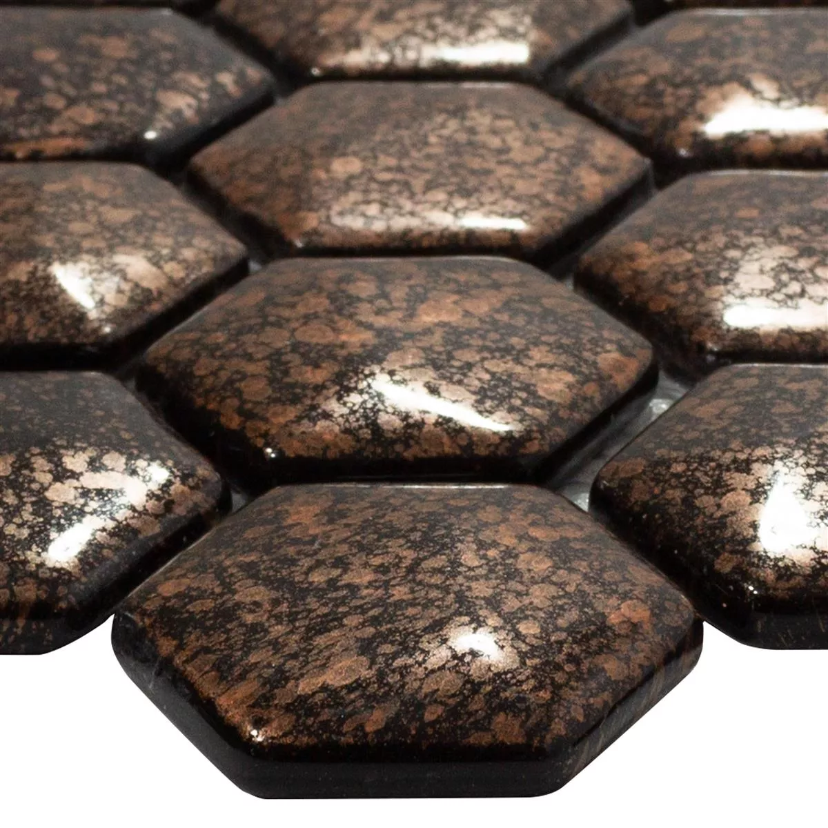 Glass Mosaikk Fliser Leopard Sekskant 3D Bronse Glass Mosaikk Fliser Leopard Sekskant 3D Bronse