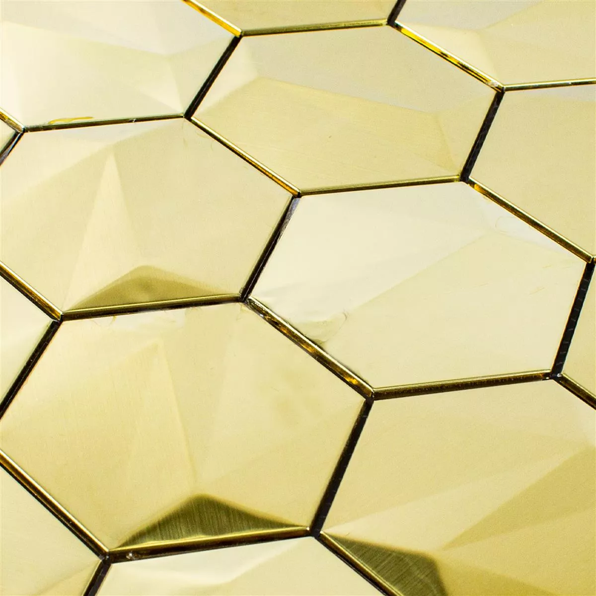 Rustfritt Stål Mosaikkfliser Durango Sekskant 3D Gull