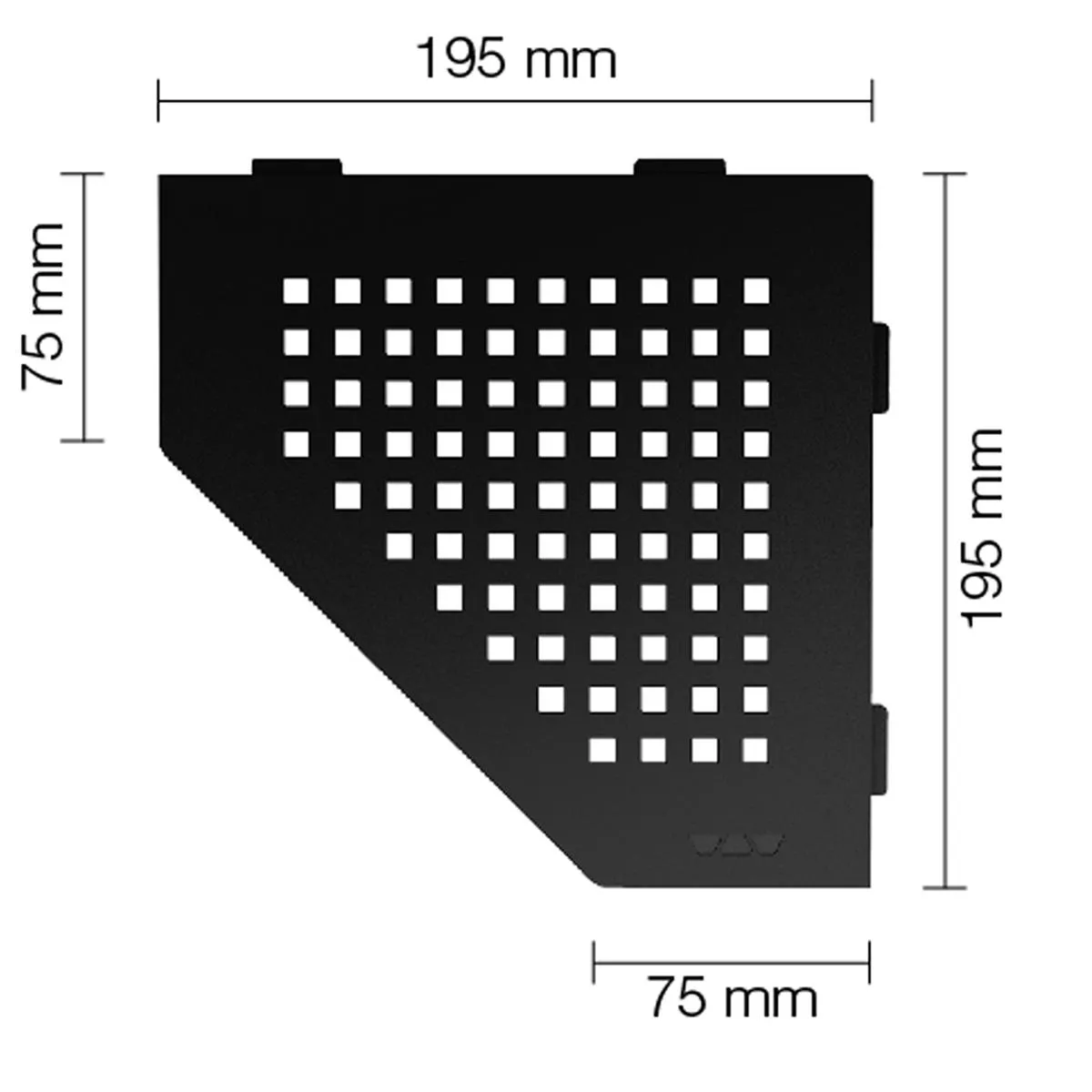 Vegghylle dusjhylle Schlüter 5eck 19,5x19,5cm Square Graphite