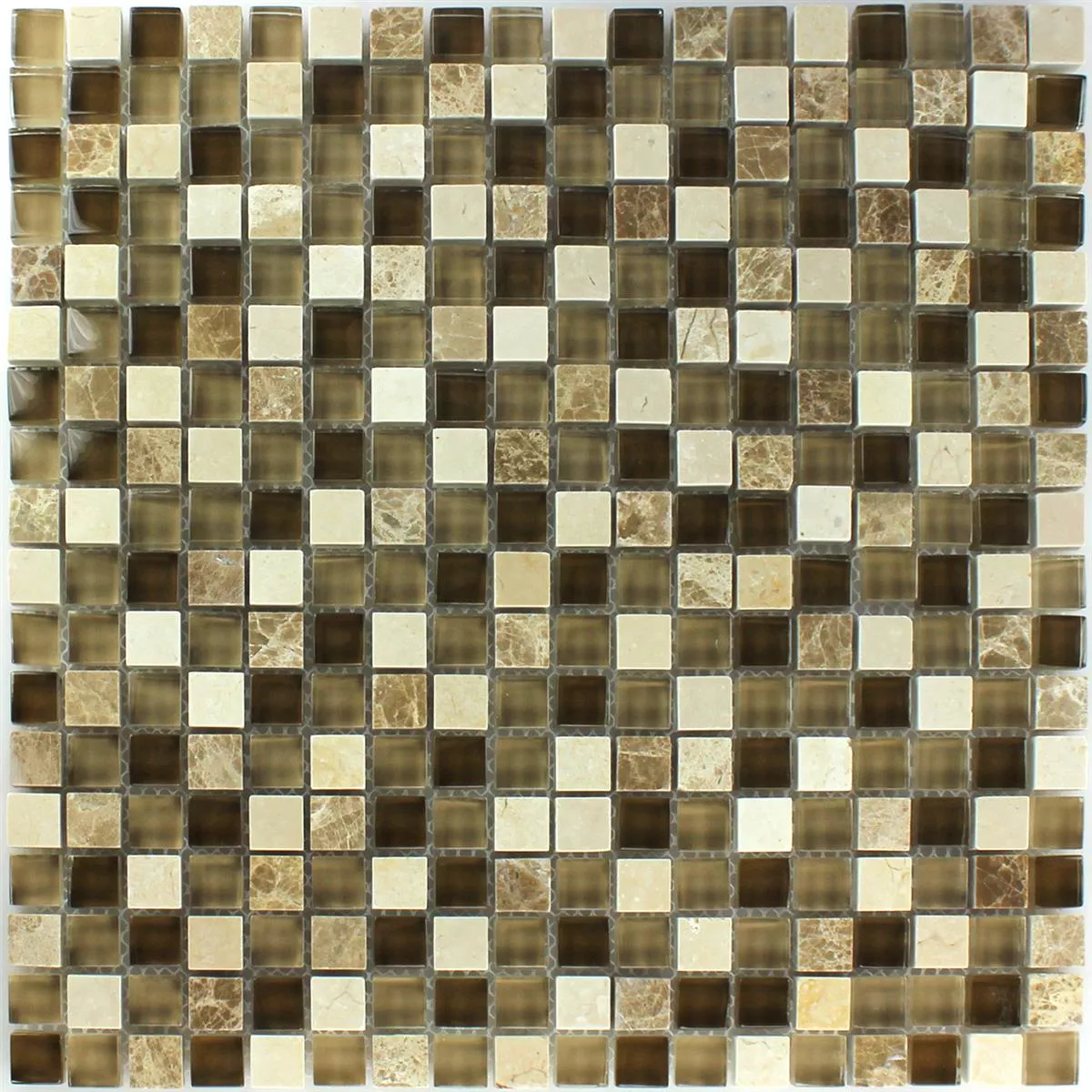 Mosaikkfliser Glass Marmor Brun Beige 15x15x8mm