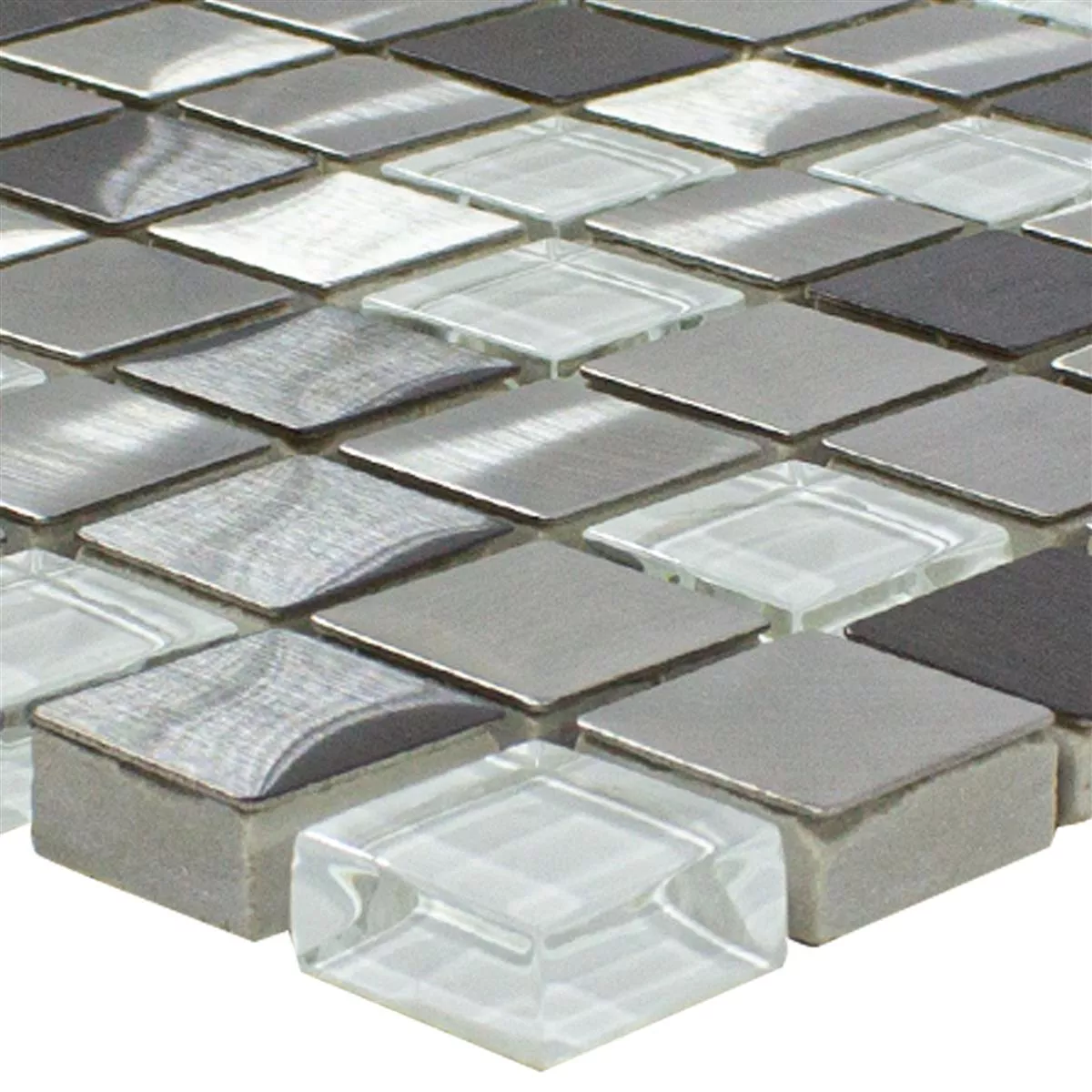 Glass Metall Rustfritt Stål Mosaikkfliser Stella Hvit Sølv Glass Metall Rustfritt Stål Mosaikkfliser Stella Hvit Sølv
