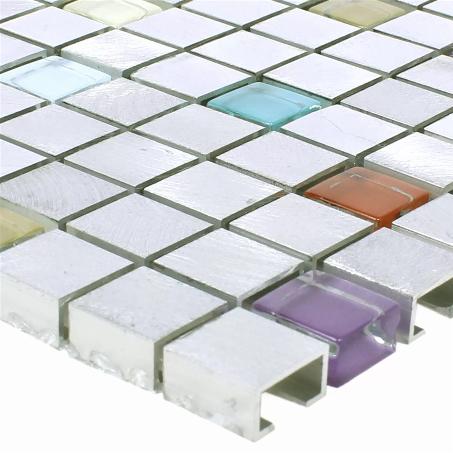Mosaikkfliser Lissabon Aluminium Glass Mix Farget