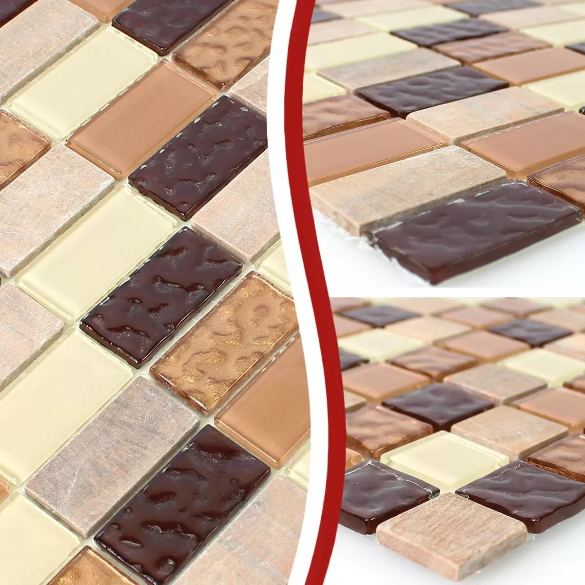 Mønster fra Naturstein Glass Mosaikkfliser Karaman Selvklebende Brun Beige