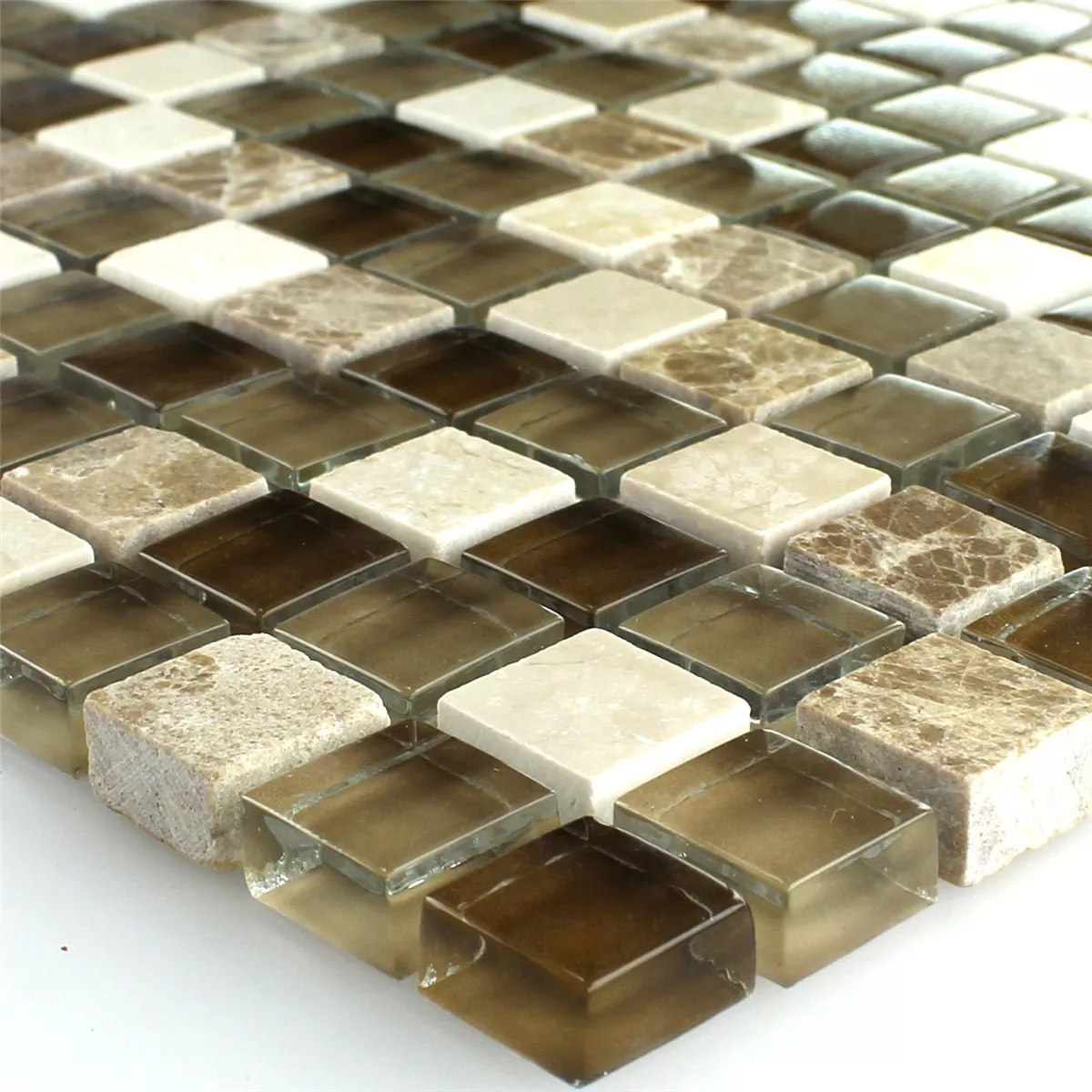 Mønster fra Mosaikkfliser Glass Marmor Brun Beige 