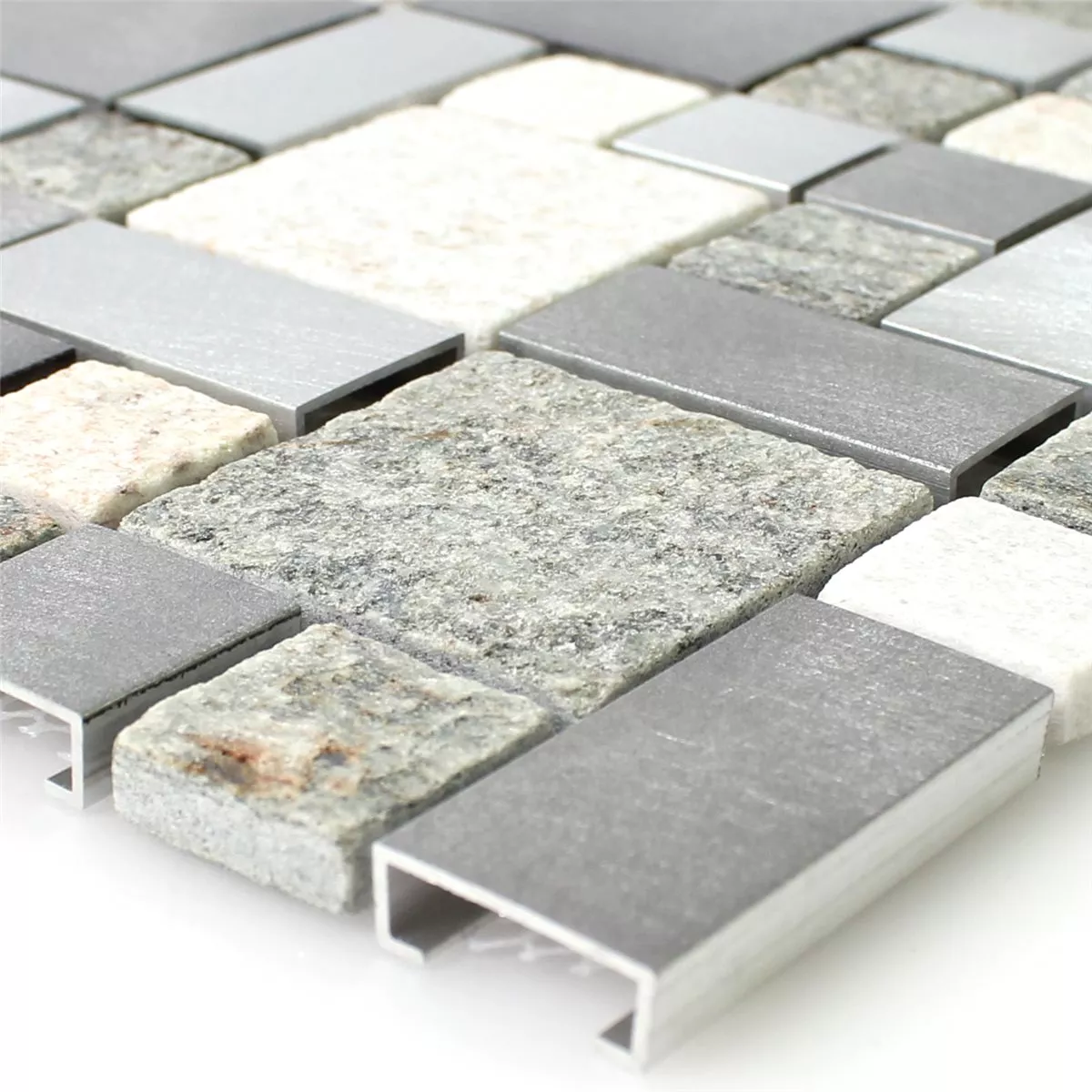 Mosaikkfliser Kvartsitt Aluminium Metall Fliser Mix