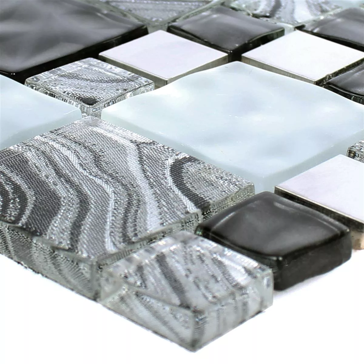 Glass Metall Rustfritt Stål Mosaikkfliser Zadar Grå Svart Glass Metall Rustfritt Stål Mosaikkfliser Zadar Grå Svart