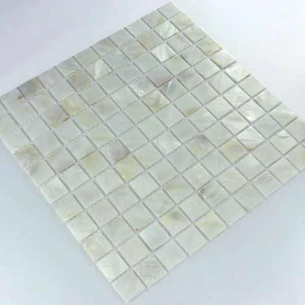 Mosaikkfliser Glass Perlemor Effekt 25x25x2mm Hvit