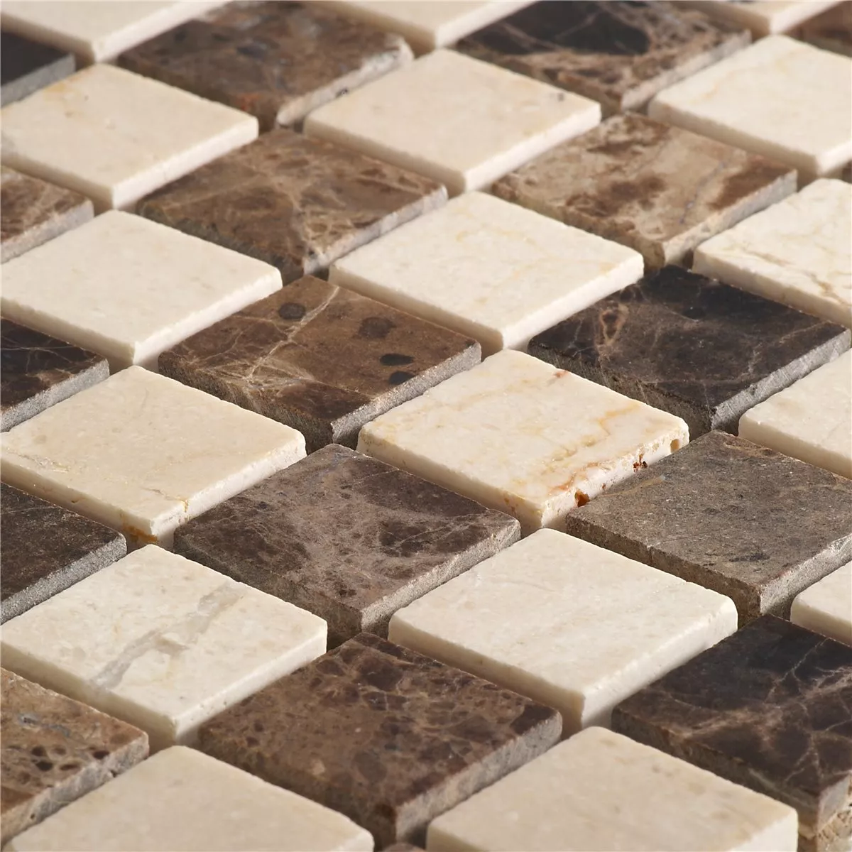 Mønster fra Mosaikkfliser Marmor Naturstein Beige Brun Mix