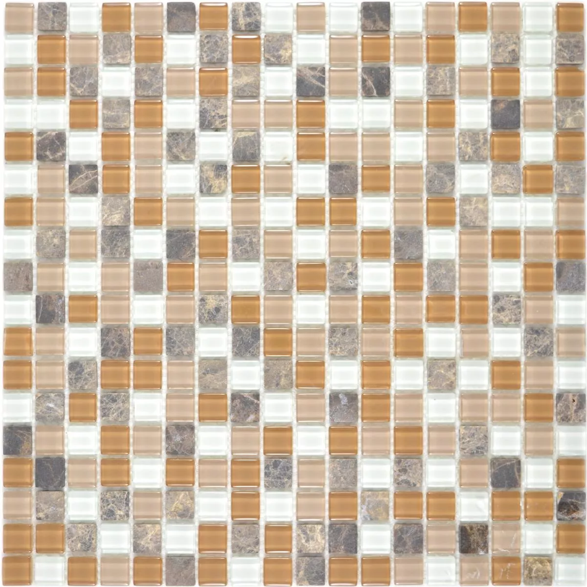 Glass Naturstein Mosaikkfliser Zekova Beige Brun Hvit