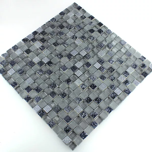 Mosaikkfliser Escimo Glass Naturstein Mix Grey Black