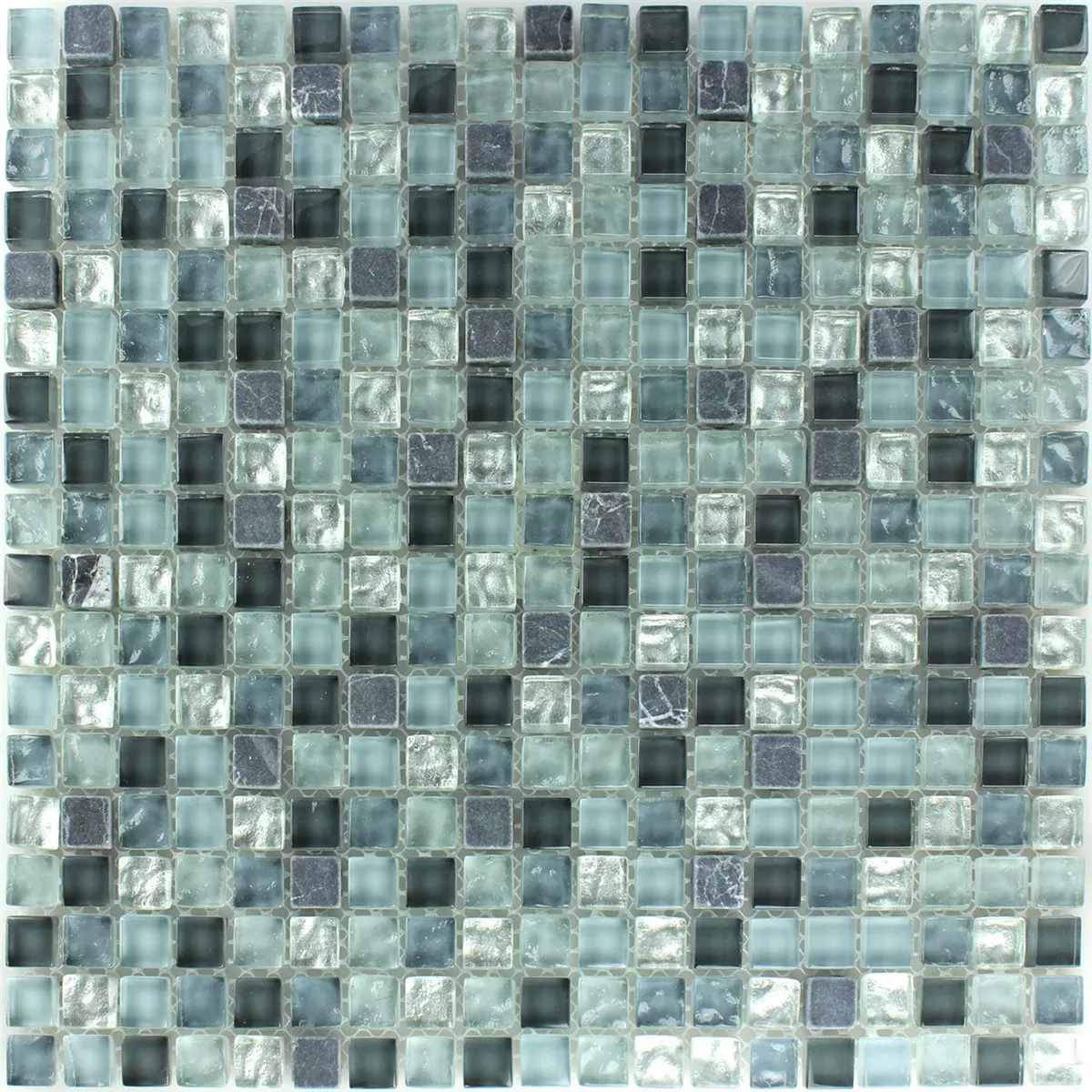 Mosaikkfliser Marmor Glass Grå Mix 15x15x8mm