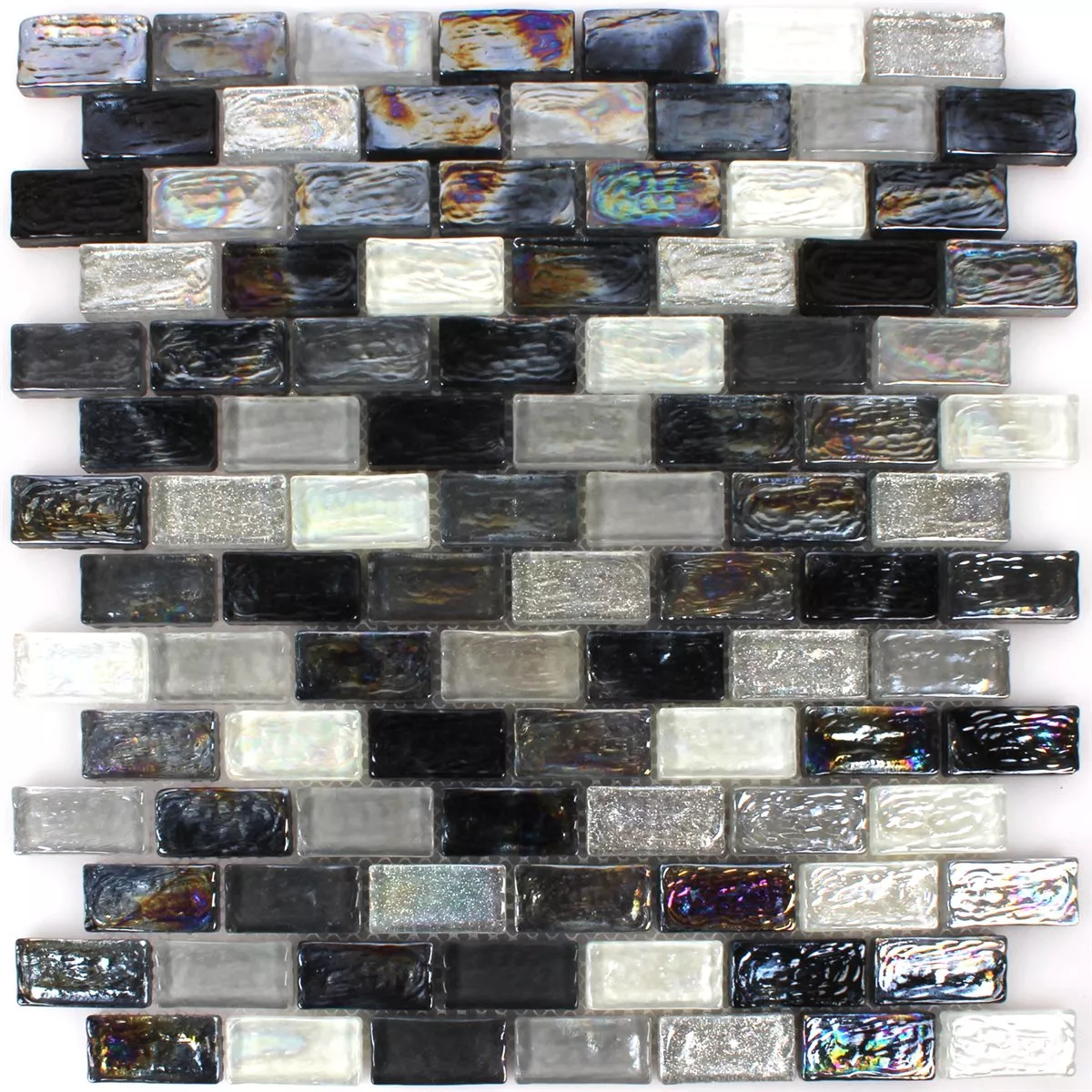 Mosaikkfliser Glass Effekt Petrol Black Mix 20x42x8mm