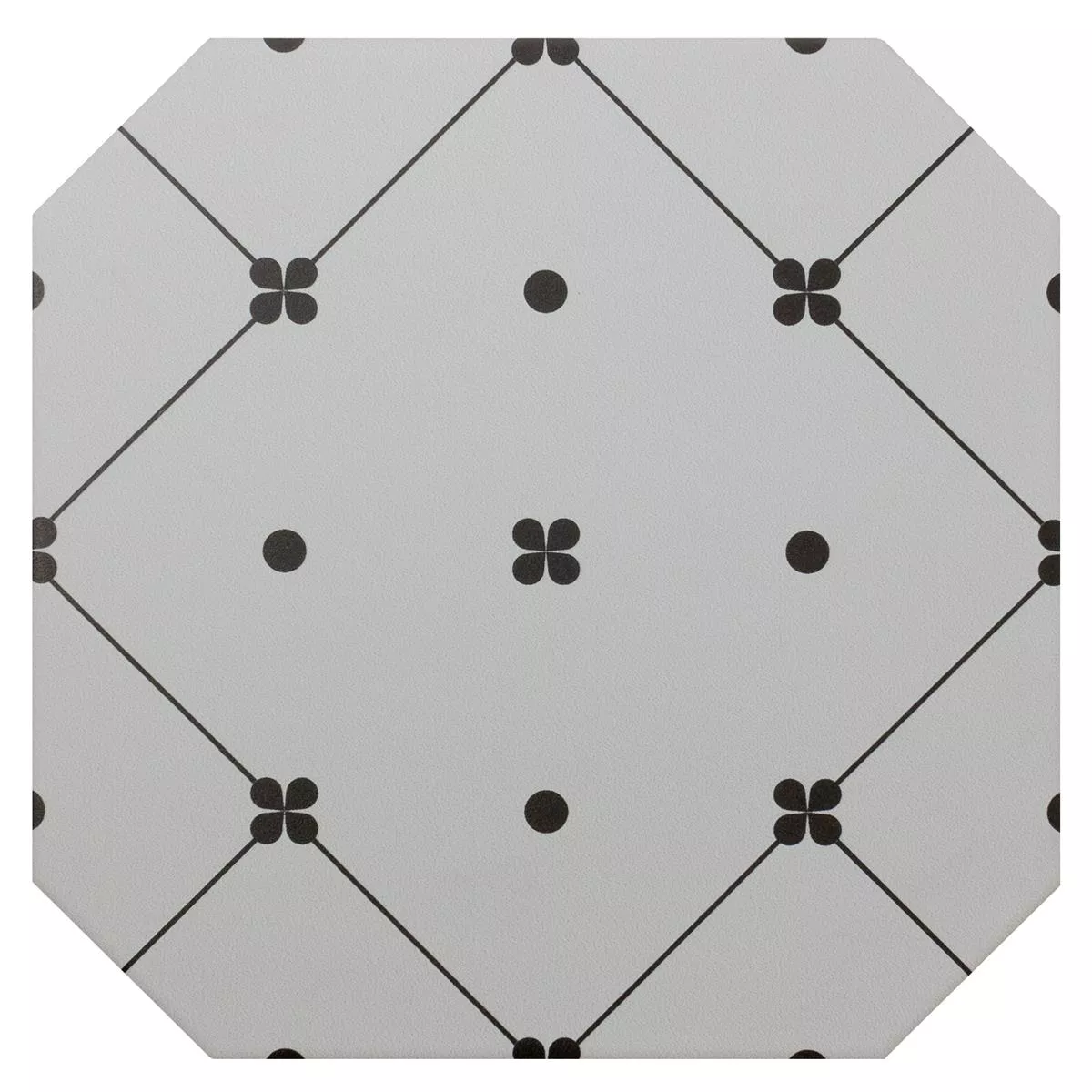 Porselens Steintøy Fliser Genexia Svart Hvit Decor 3 Oktagon 20x20cm