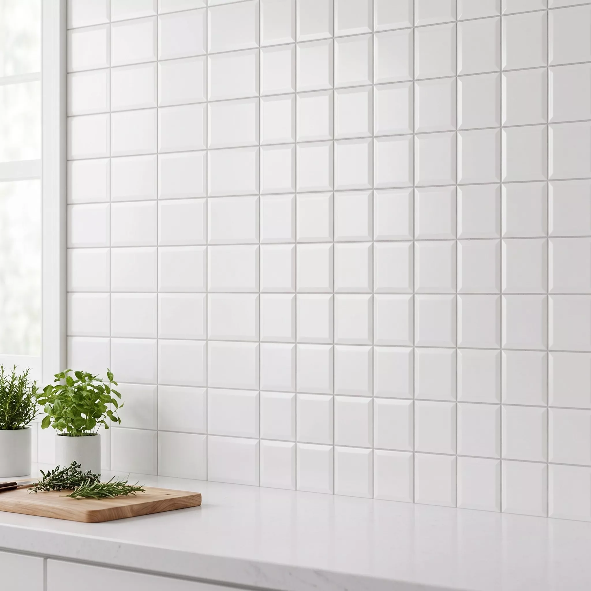 Metro flis Hvit Frostet 10x10 cm Fasett Catarina Blanco