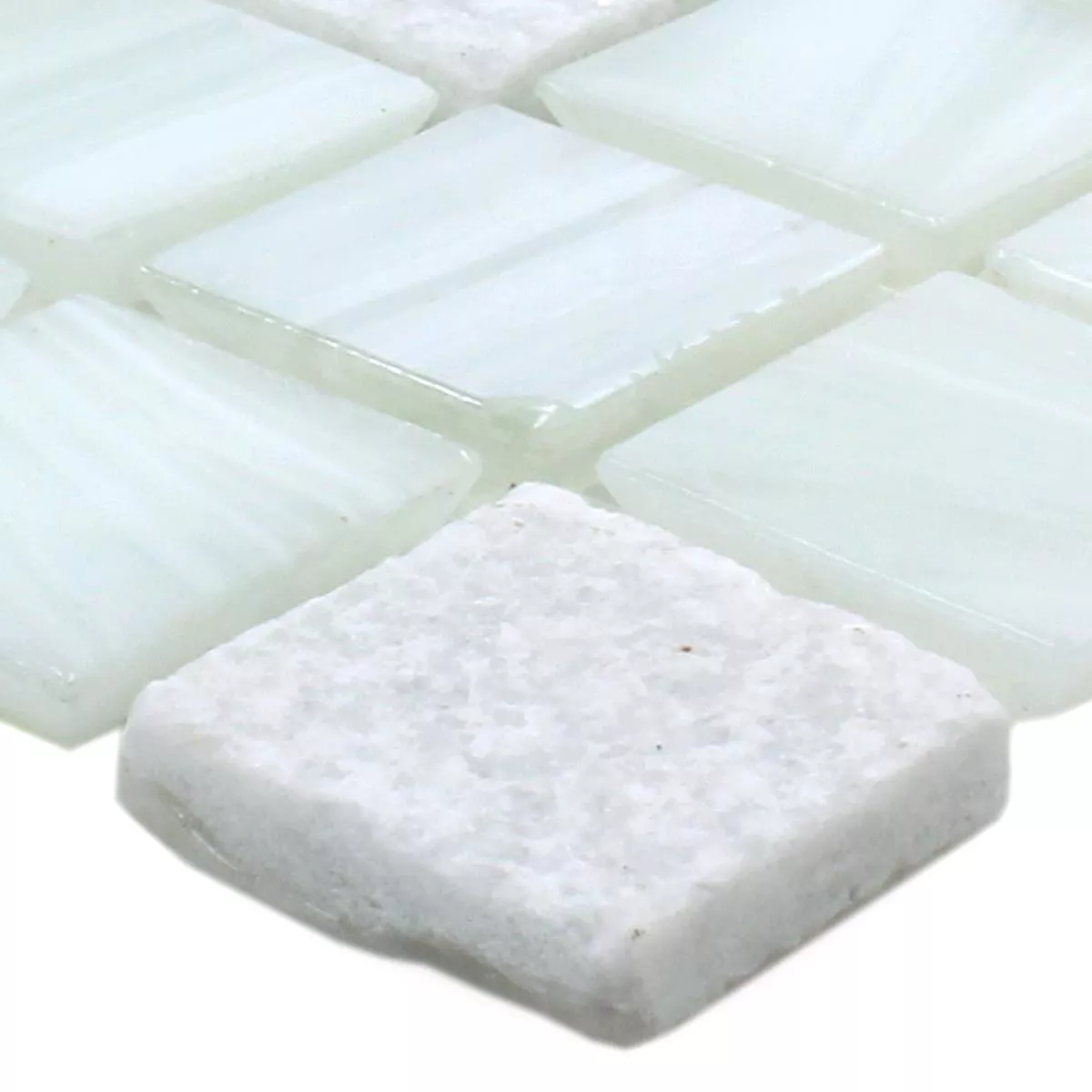 Mønster fra Glass Naturstein Mosaikk Daily Rush Hvit Cream