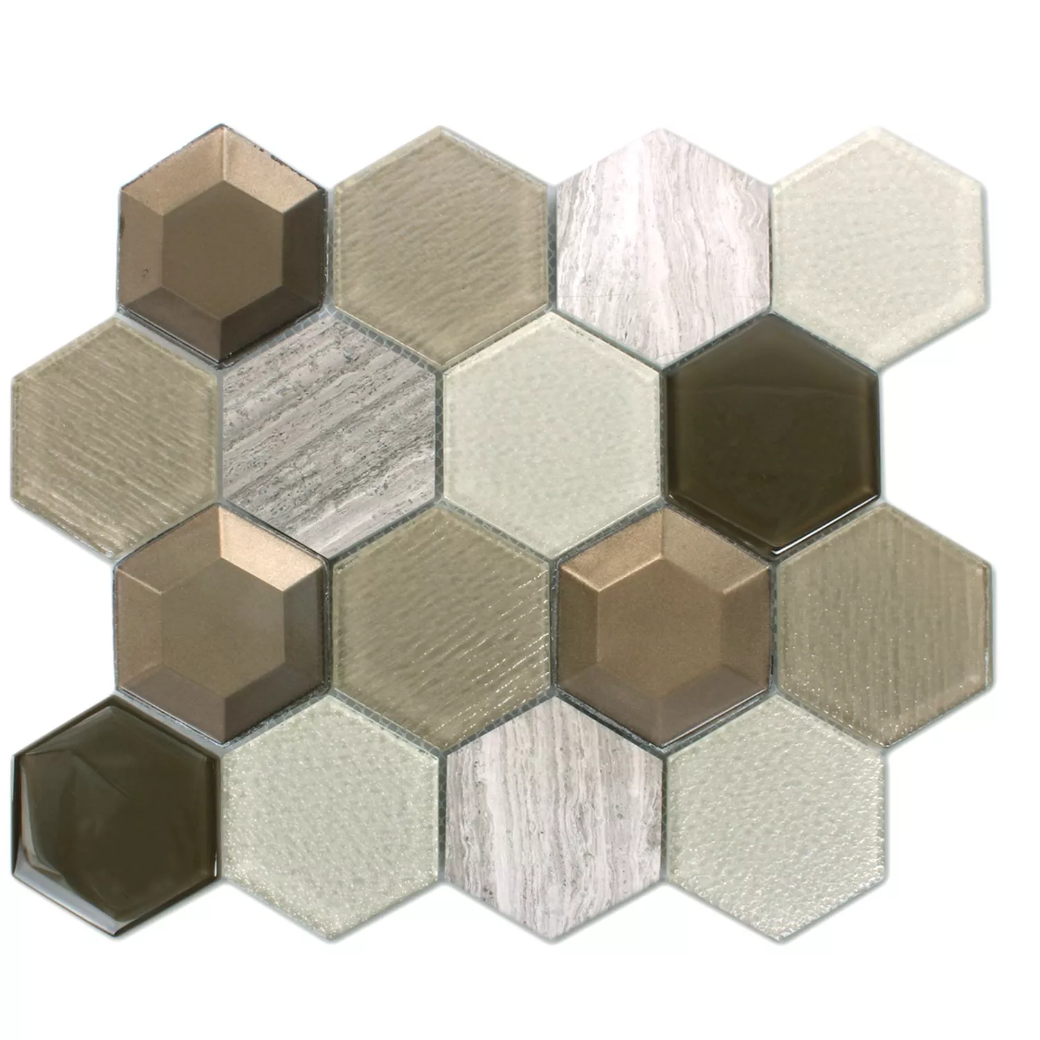 Mosaikkfliser Concrete Glass Naturstein 3D Beige