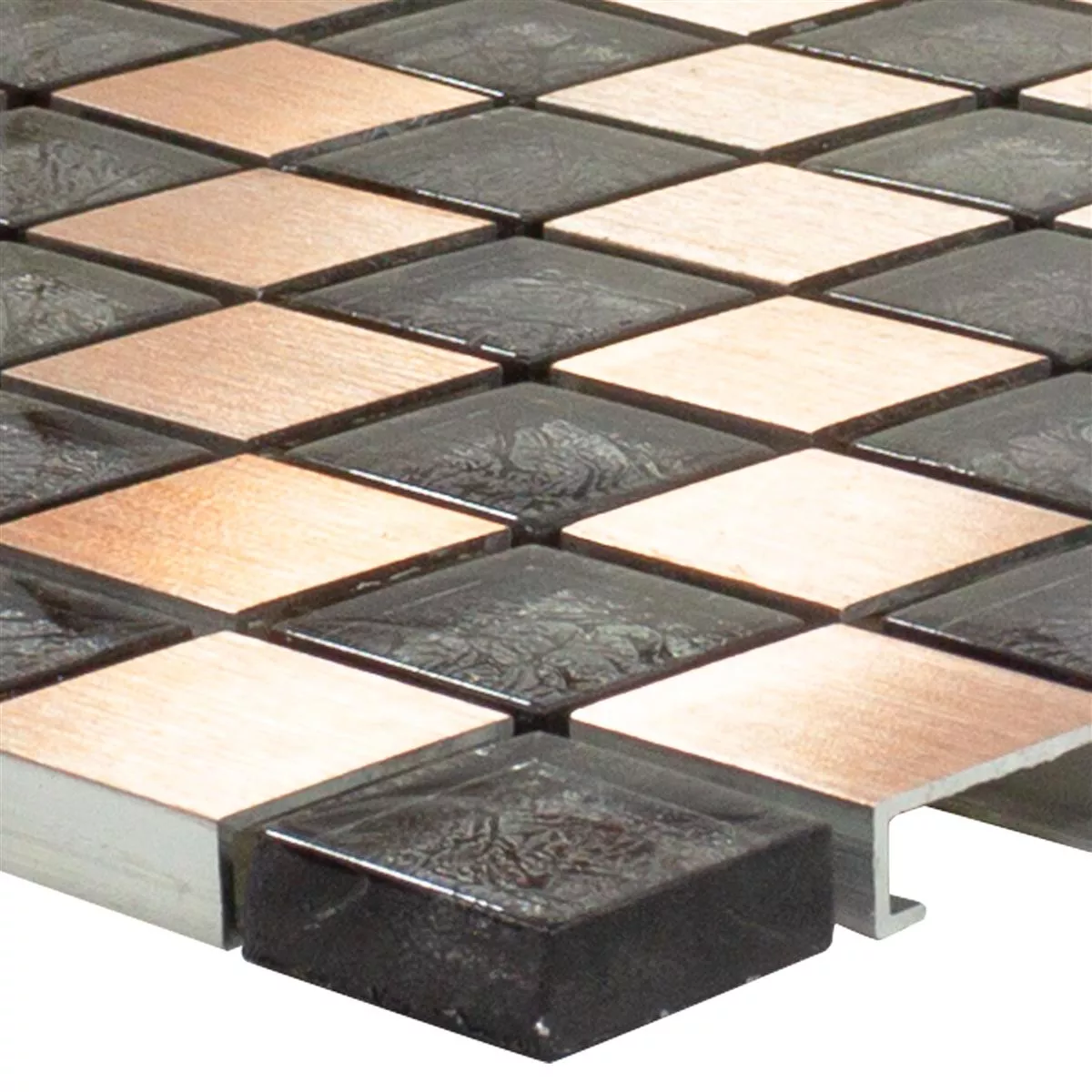 Glass Aluminium Mosaikkfliser Eldorien Kobber-Grå Glass Aluminium Mosaikkfliser Eldorien Kobber-Grå