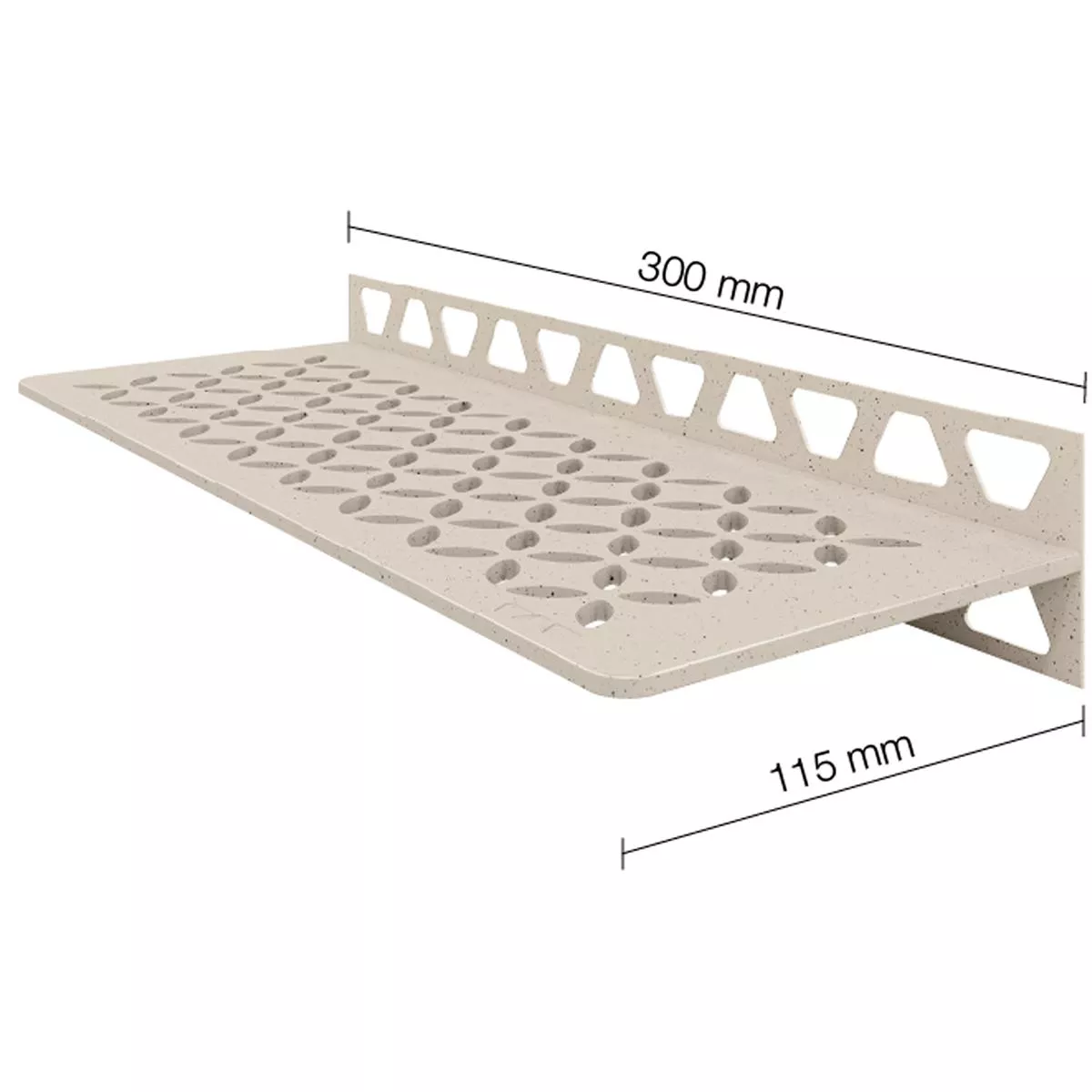 Dusjhylle vegghylle Schlüter rektangel 30x11,5cm floral elfenben