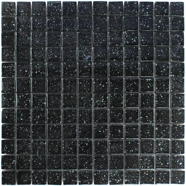 Glass Mosaikk Fliser Natt Svart Glitter 23x23x8mm