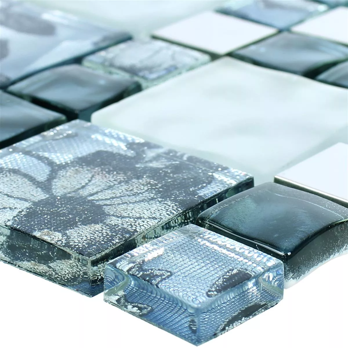 Glass Metall Rustfritt Stål Mosaikkfliser Zadar Grå Blå Glass Metall Rustfritt Stål Mosaikkfliser Zadar Grå Blå
