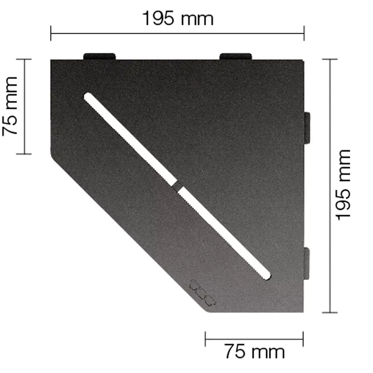 Vegghylle dusjhylle Schlüter 5eck 19,5x19,5cm Pure Antrasitt