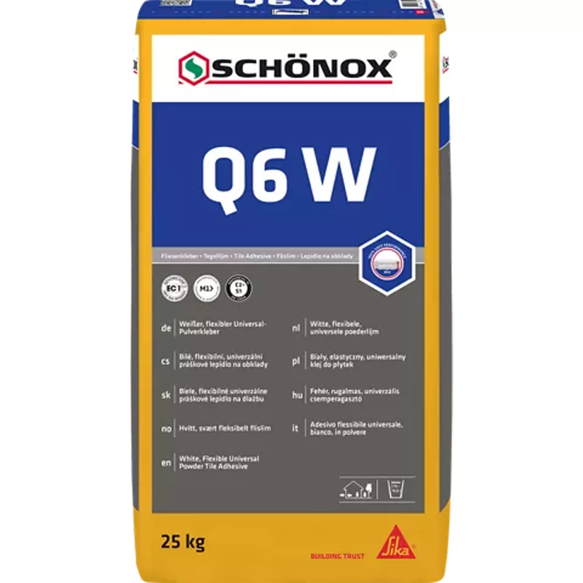 Flislim Schönox Q6 W (vegg og gulv) universallim (25 kg) (hvit)