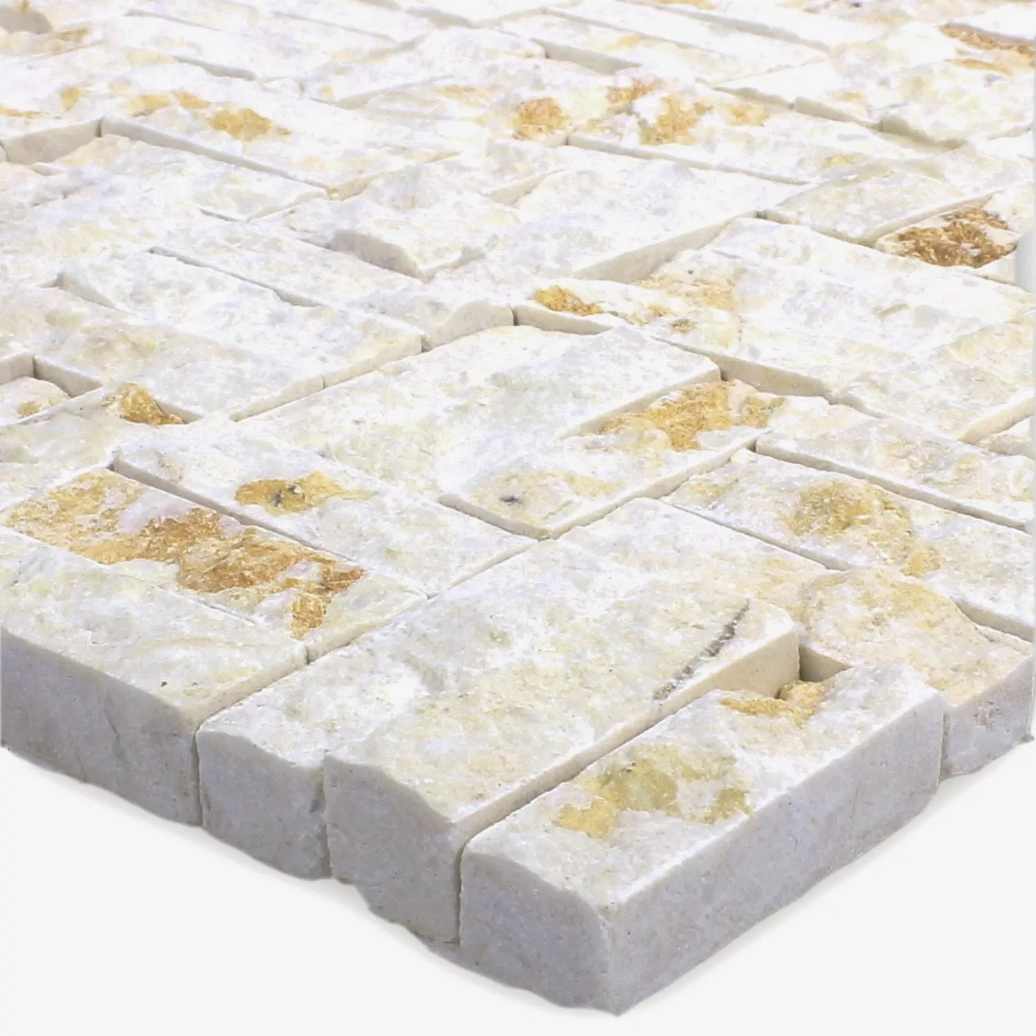 Mønster fra Mosaikkfliser Naturstein Parkett Splitface 3D Beige