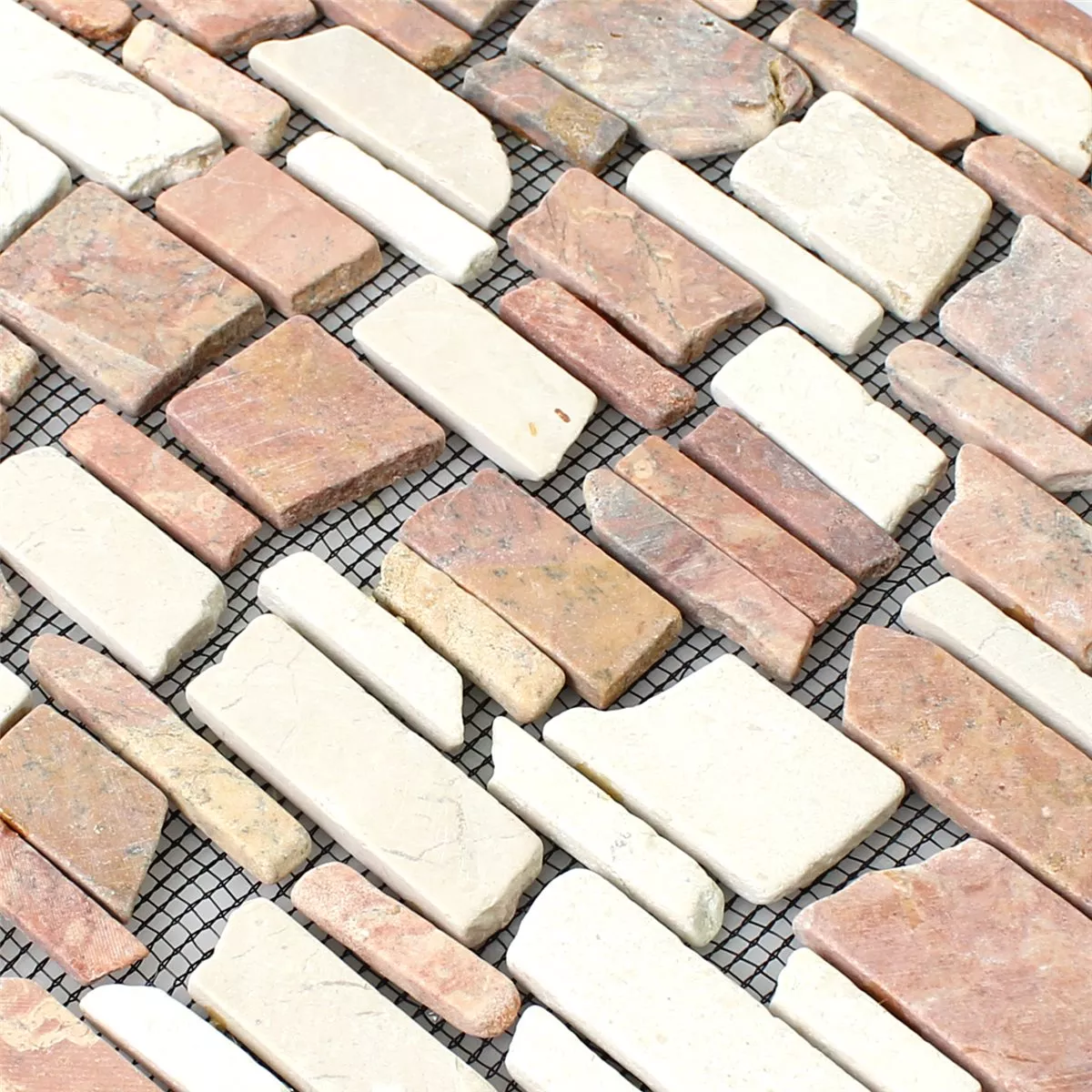 Mønster fra Mosaikkfliser Marmor Naturstein Brick Biancone Rosso