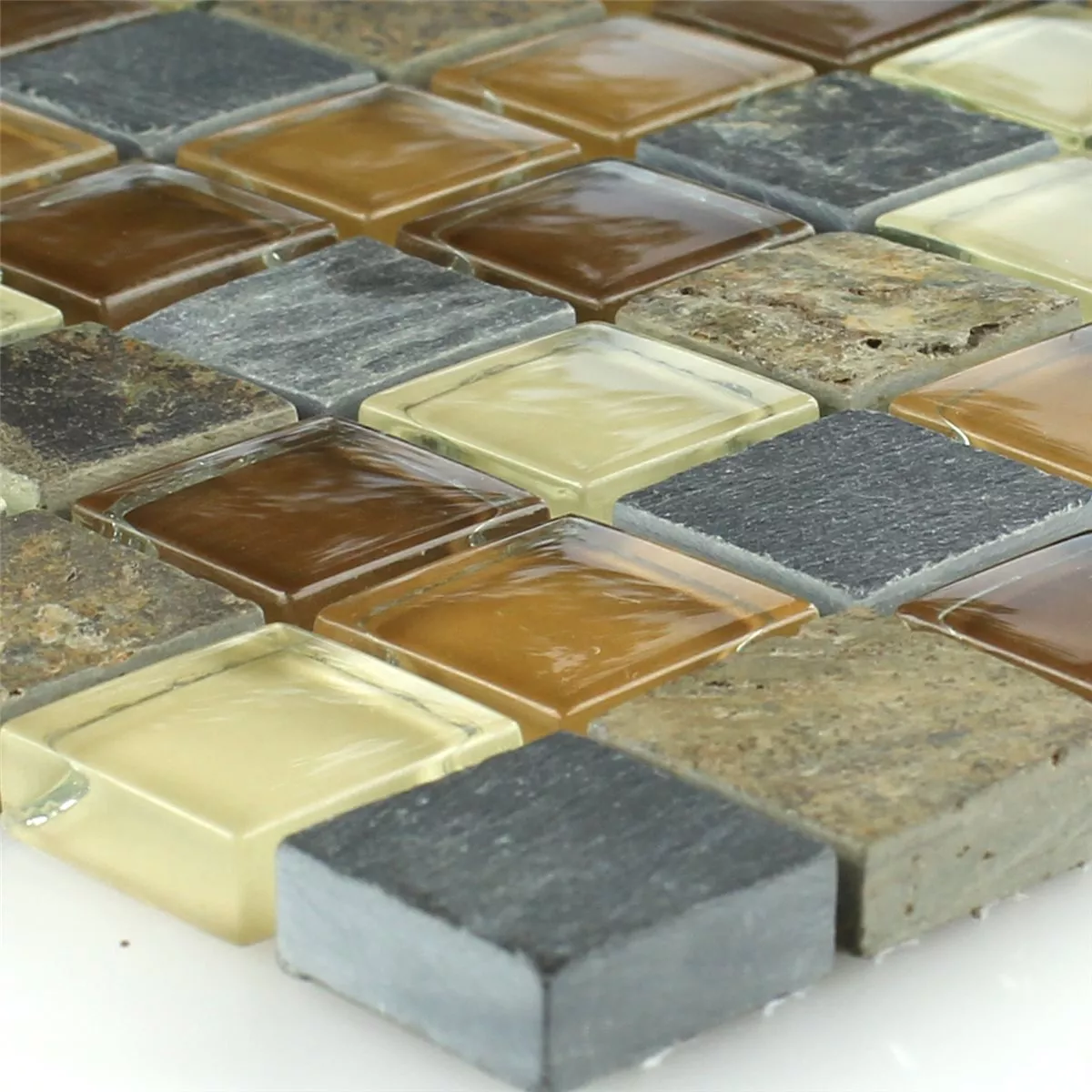 Mosaikkfliser Glass Naturstein Beige