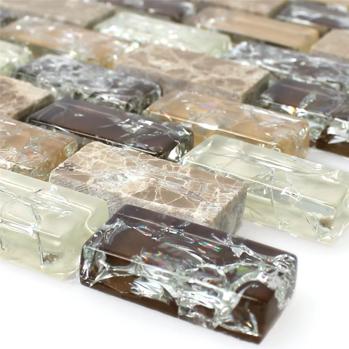 Glass Mosaikk Naturstein Knust Glass Bricks Emperador