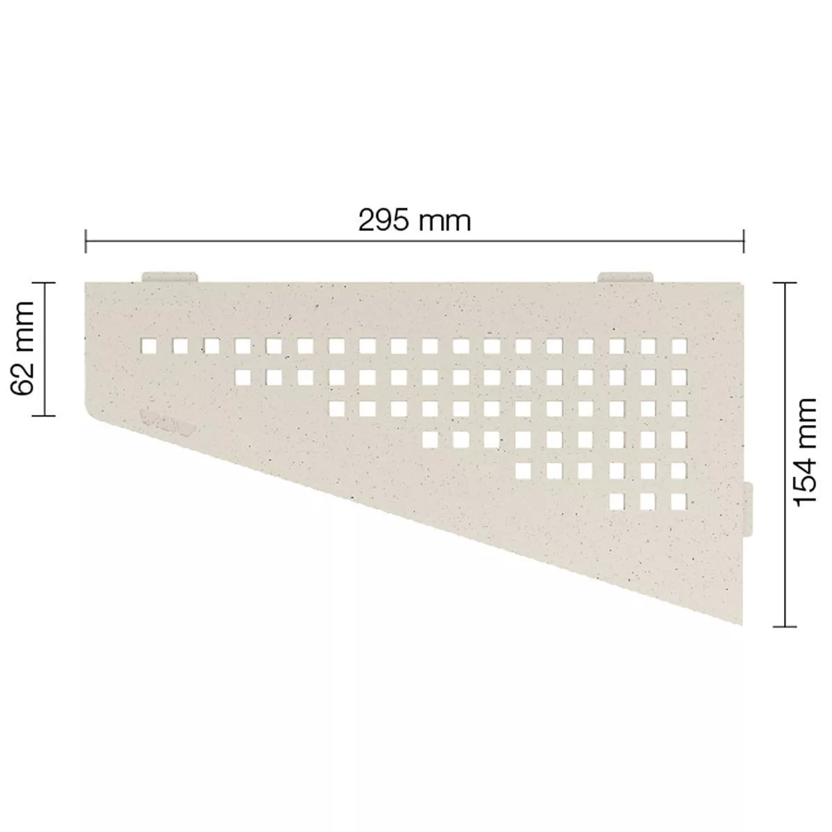 Vegghylle dusjhylle Schlüter firkantet 15,4x29,5cm firkantet elfenben