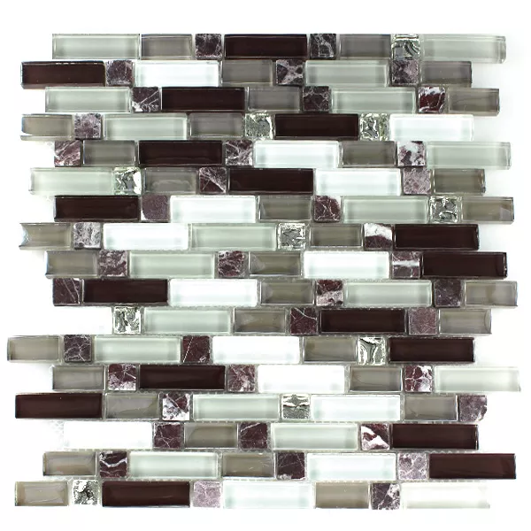 Mosaikkfliser Glass Marmor Lila Brun 3 Mix Format