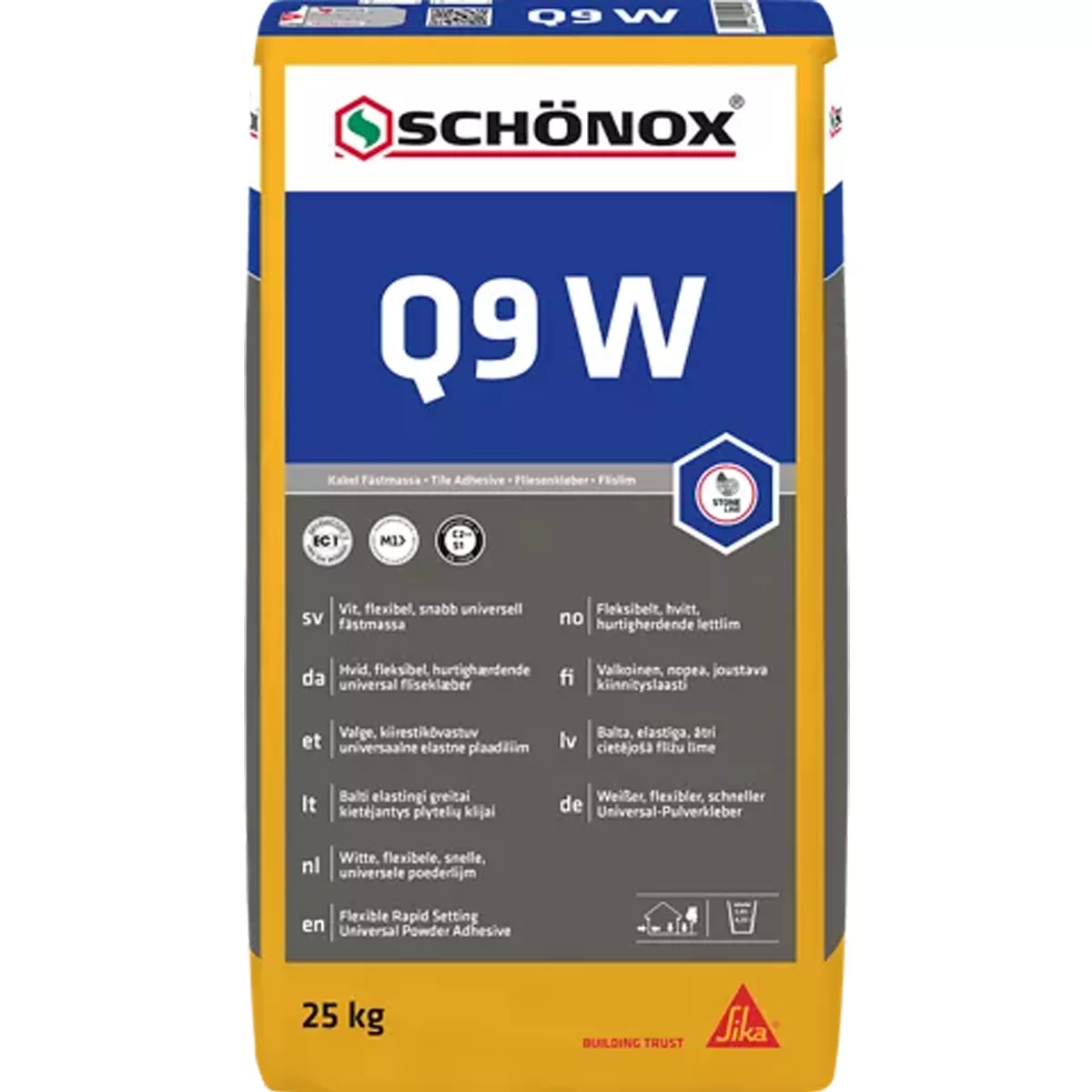 Flislim Schönox Q9 W Hvit Fleksibelt Universal Pulverlim 25 KG