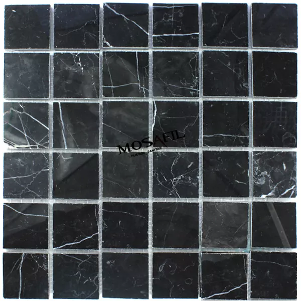 Mosaikkfliser Marmor 48x48x8mm Svart Polert