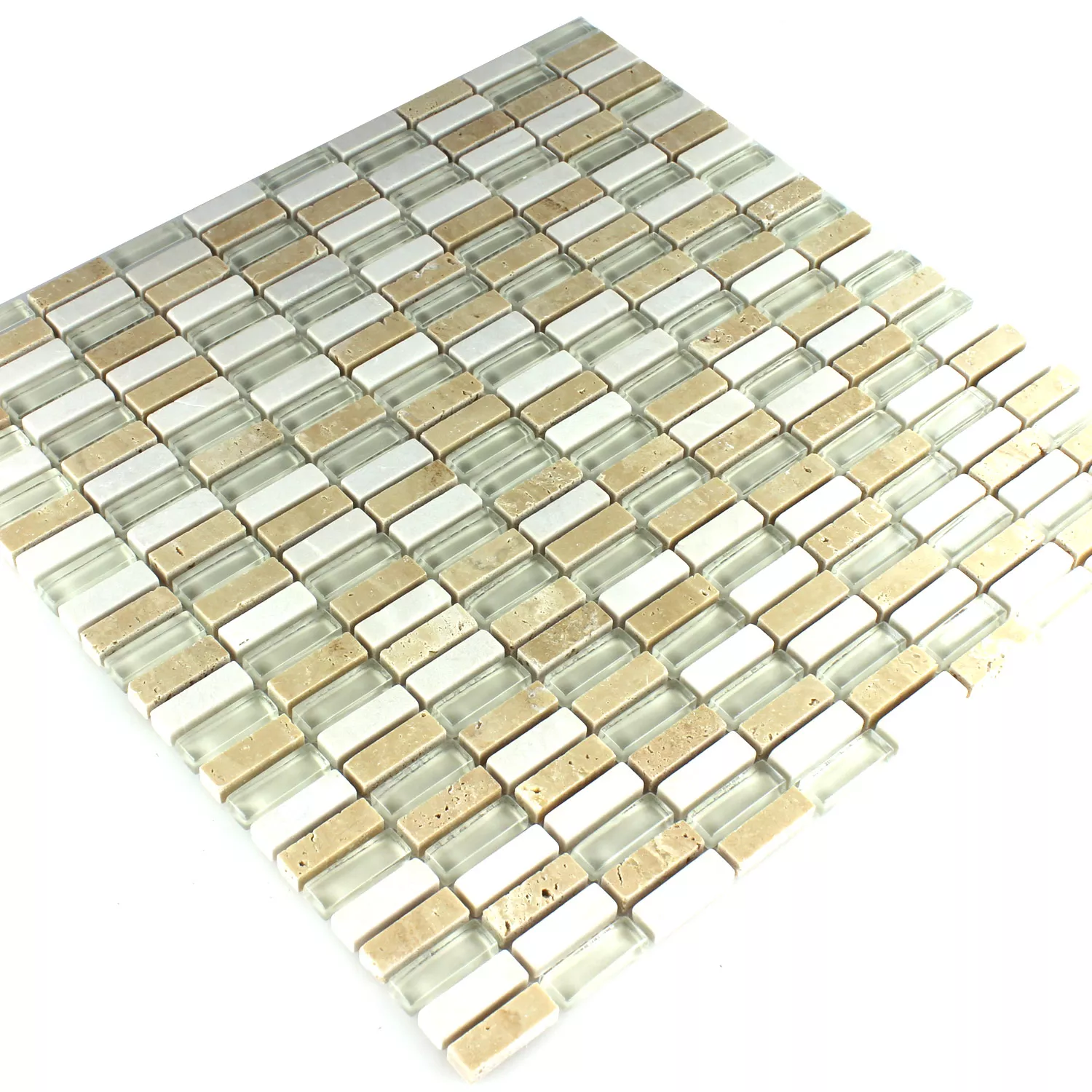 Mosaikkfliser Glass Marmor Beige Mix 10x30x8mm