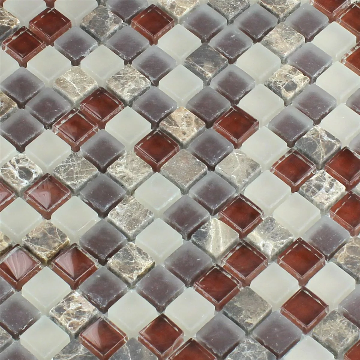 Mosaikkfliser Glass Marmor 15x15x8mm Brun