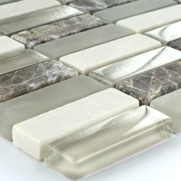 Mosaikkfliser Glass Marmor 15x48x8mm Brun Beige Mix Sticks