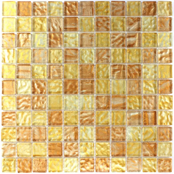 Glass Mosaikk 25x25x6mm Bernstein Beige Mix