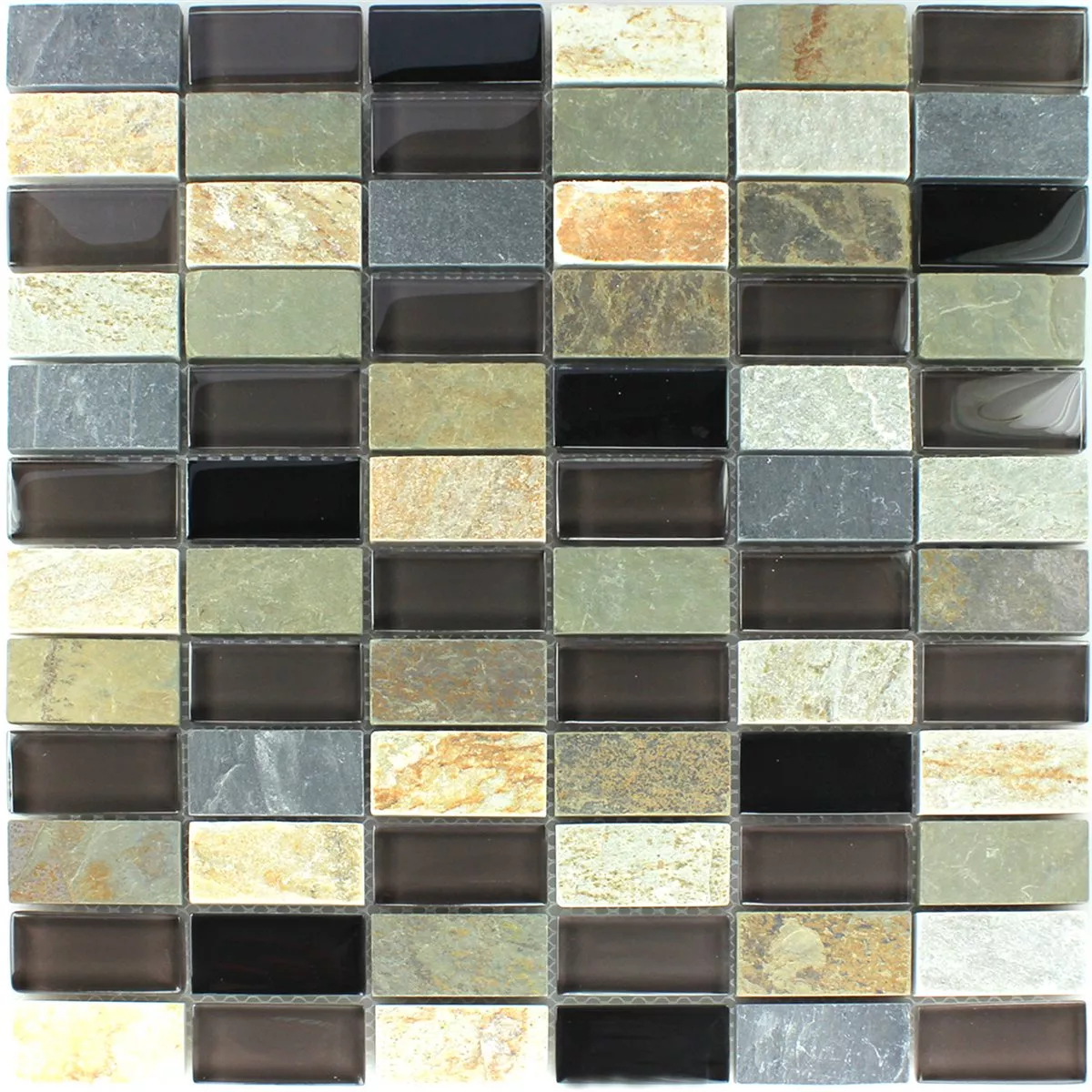 Mosaikkfliser Glass Marmor Brun Mix 25x50x8mm