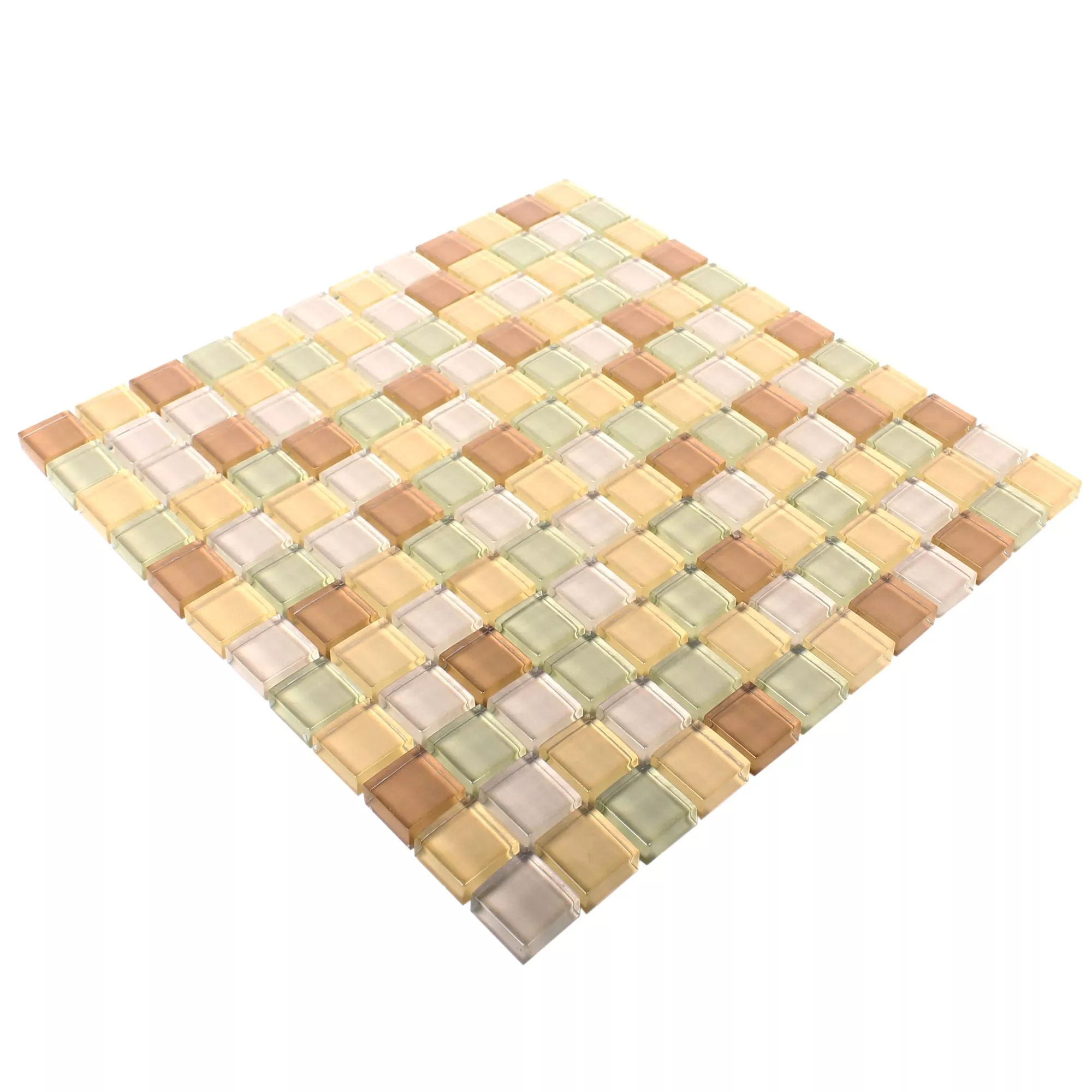 Glass Mosaikk Fliser 23x23x8mm Beige Mix