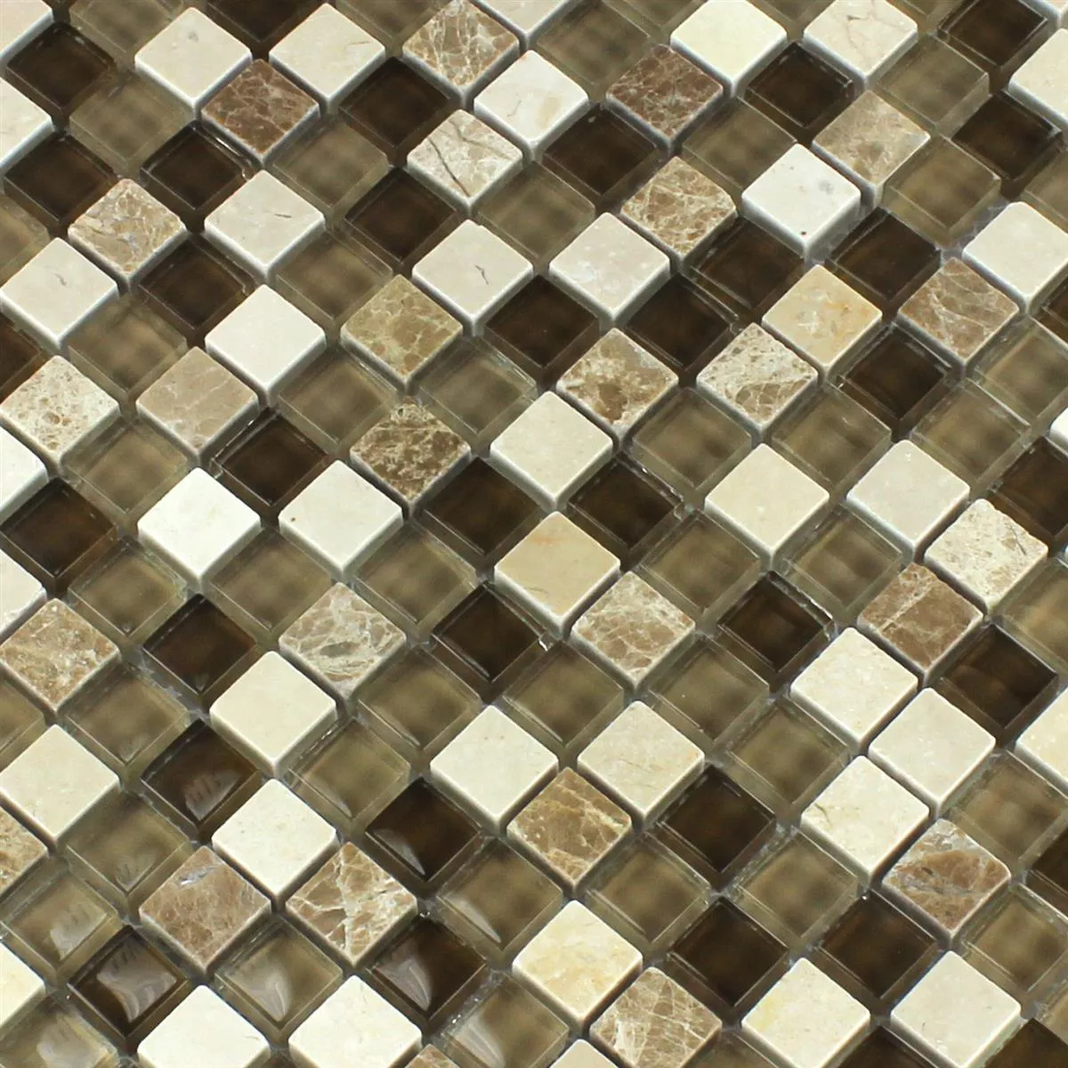 Mosaikkfliser Glass Marmor Brun Beige 15x15x8mm