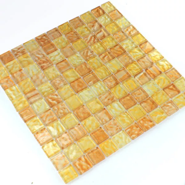 Glass Mosaikk 25x25x6mm Bernstein Beige Mix