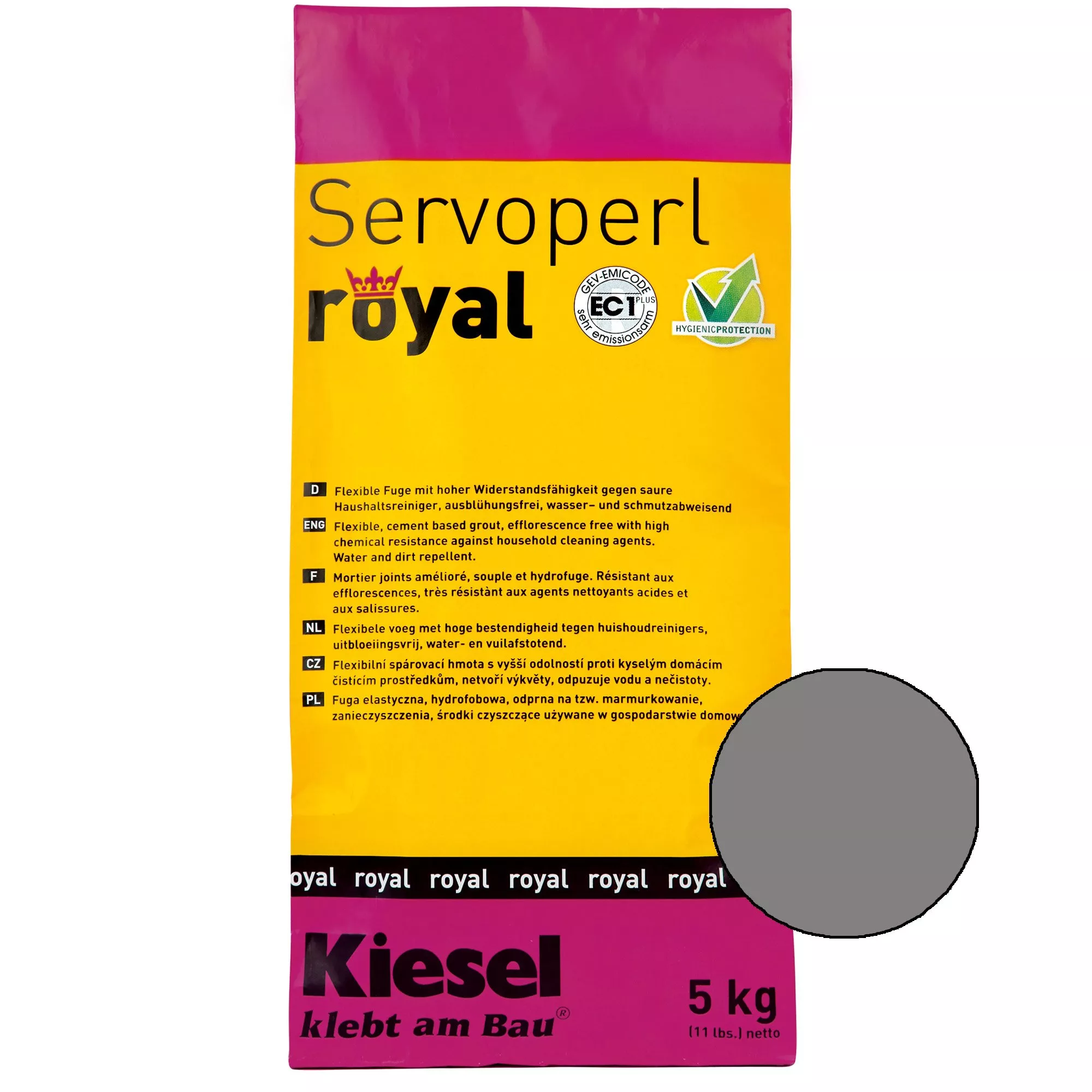 Kiesel Servoperl royal - fugemasse - 5 kg mellomgrå