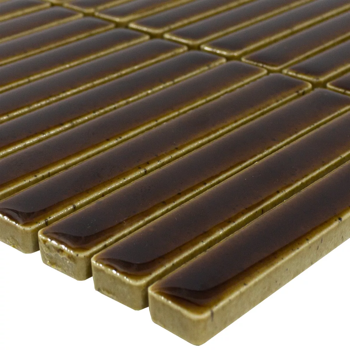 Mosaikkfliser Wallachia Mørkebrun Glitrende 12x92x8 mm