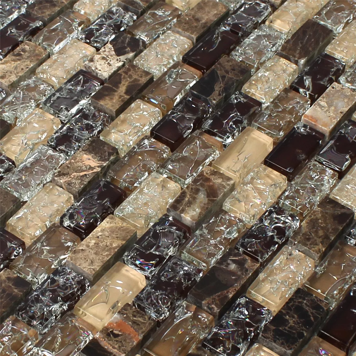 Mønster fra Mosaikkfliser Glass Naturstein Bricks Dark Emperador